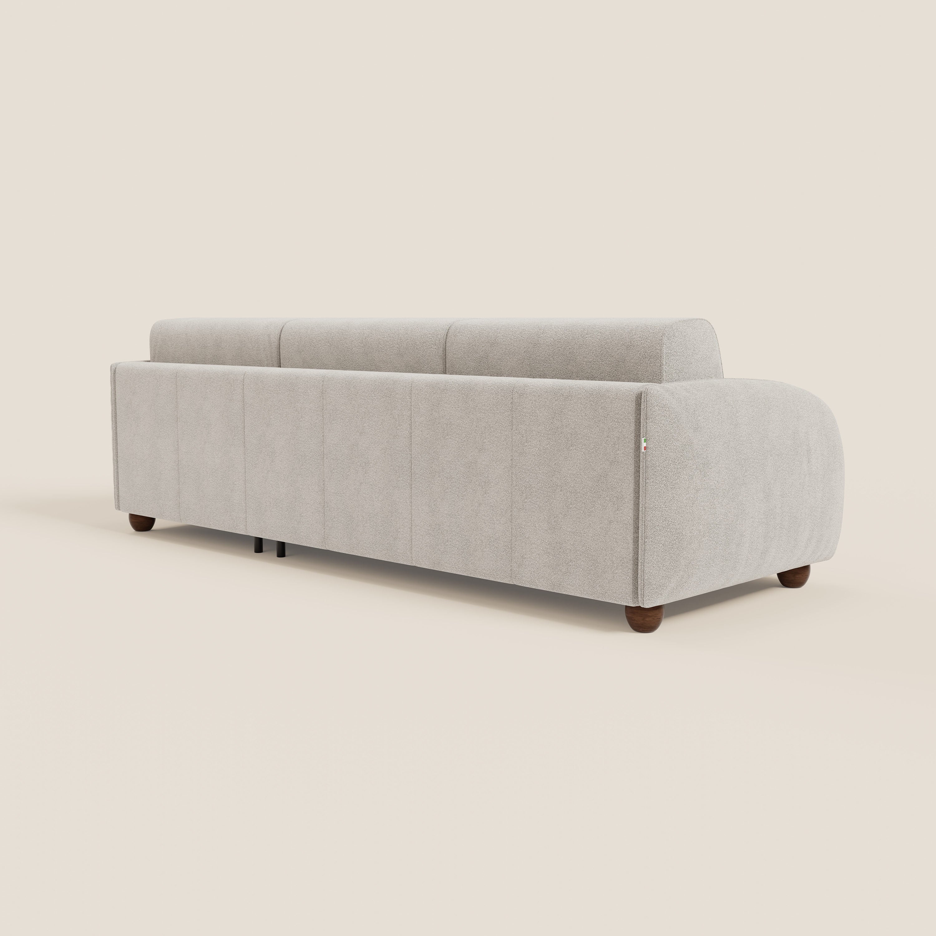 Giglio divano letto angolare con materasso alto 18 cm e penisola contenitore in morbido bouclé impermeabile T07 - divani.store