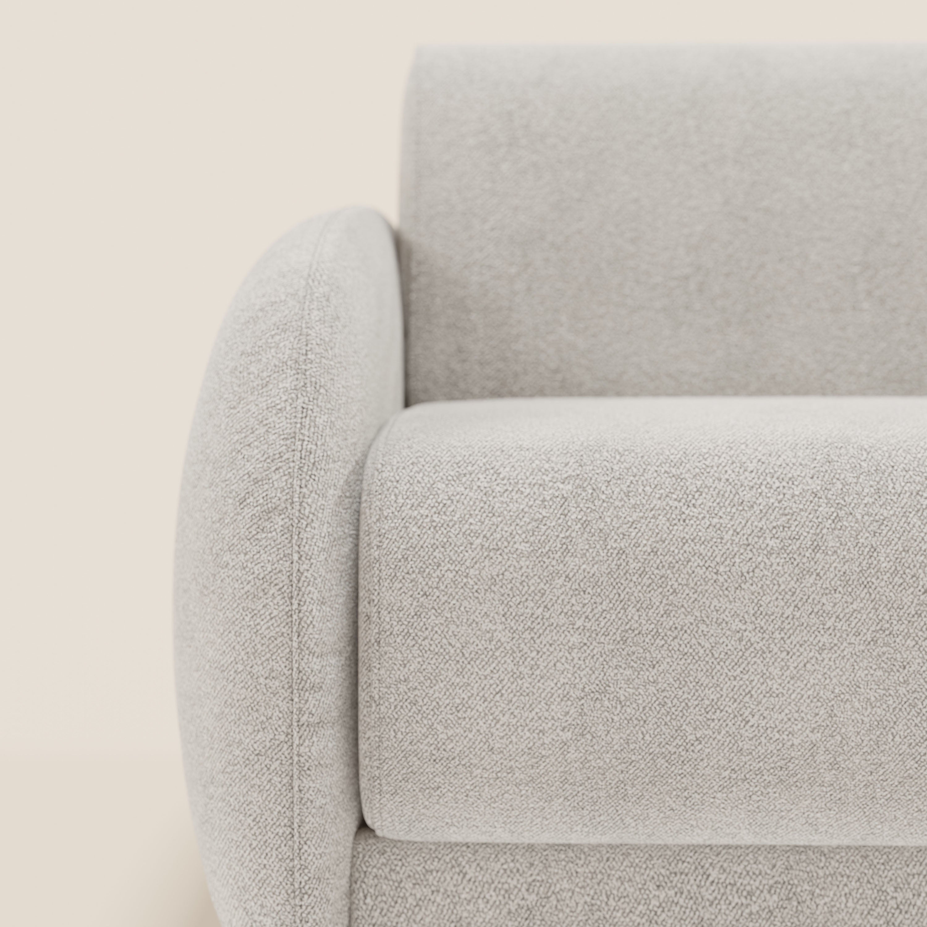 Giglio divano letto angolare con materasso alto 18 cm e penisola contenitore in morbido bouclé impermeabile T07 - divani.store