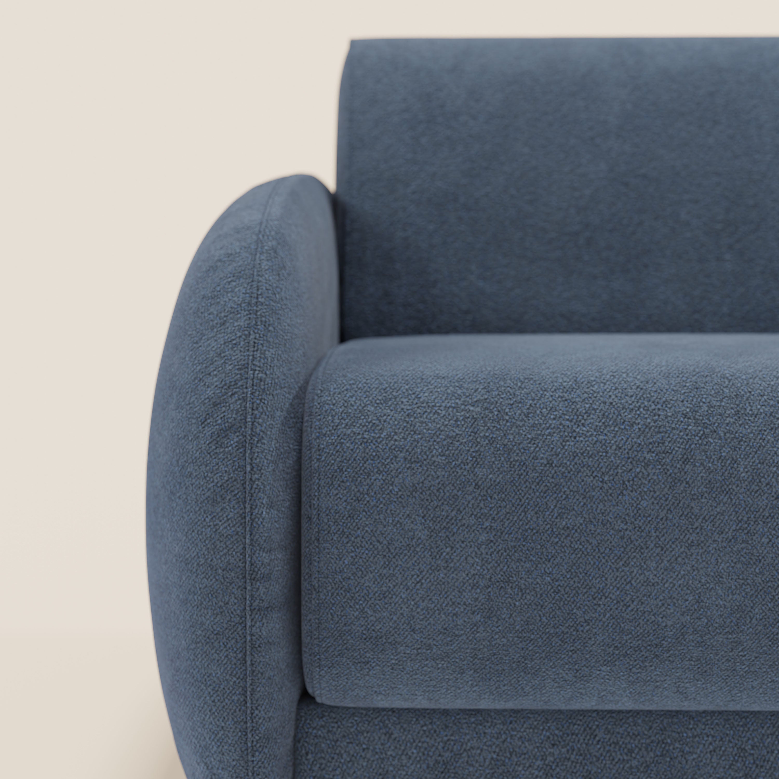 Giglio divano letto angolare con materasso alto 18 cm e penisola contenitore in morbido bouclé impermeabile T07 - divani.store