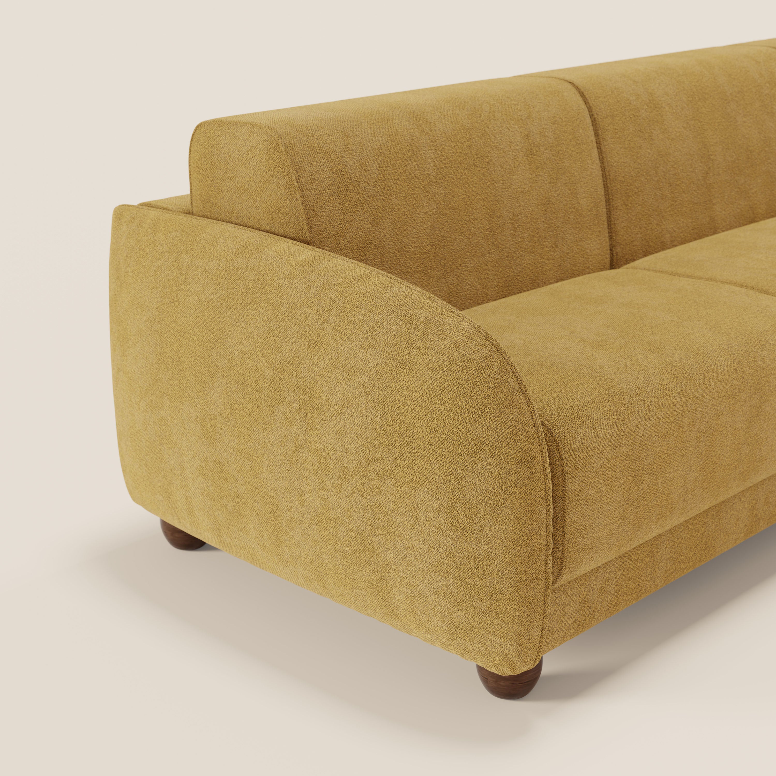 Giglio divano letto angolare con materasso alto 18 cm e penisola contenitore in morbido bouclé impermeabile T07 - divani.store