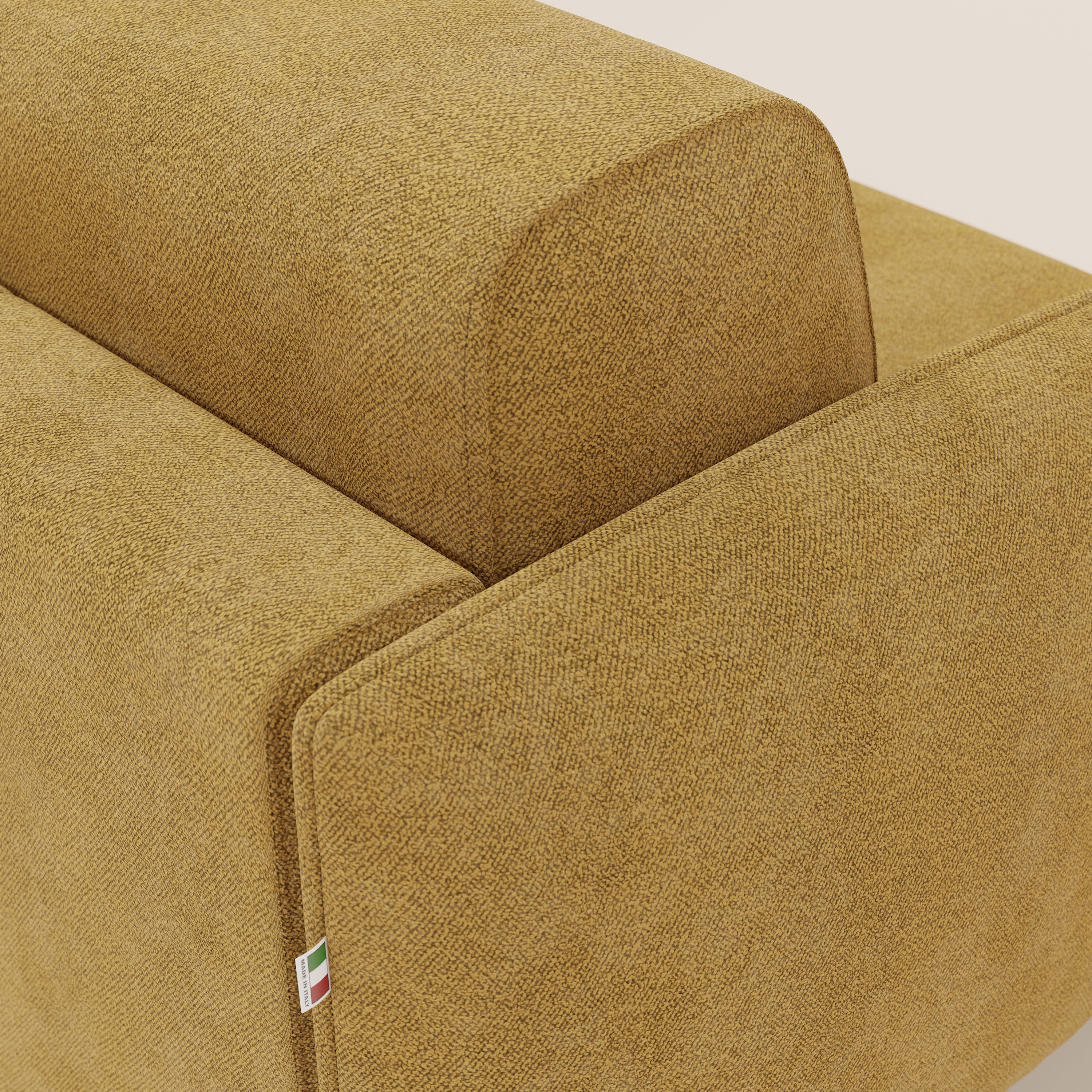 Giglio divano letto angolare con materasso alto 18 cm e penisola contenitore in morbido bouclé impermeabile T07 - divani.store