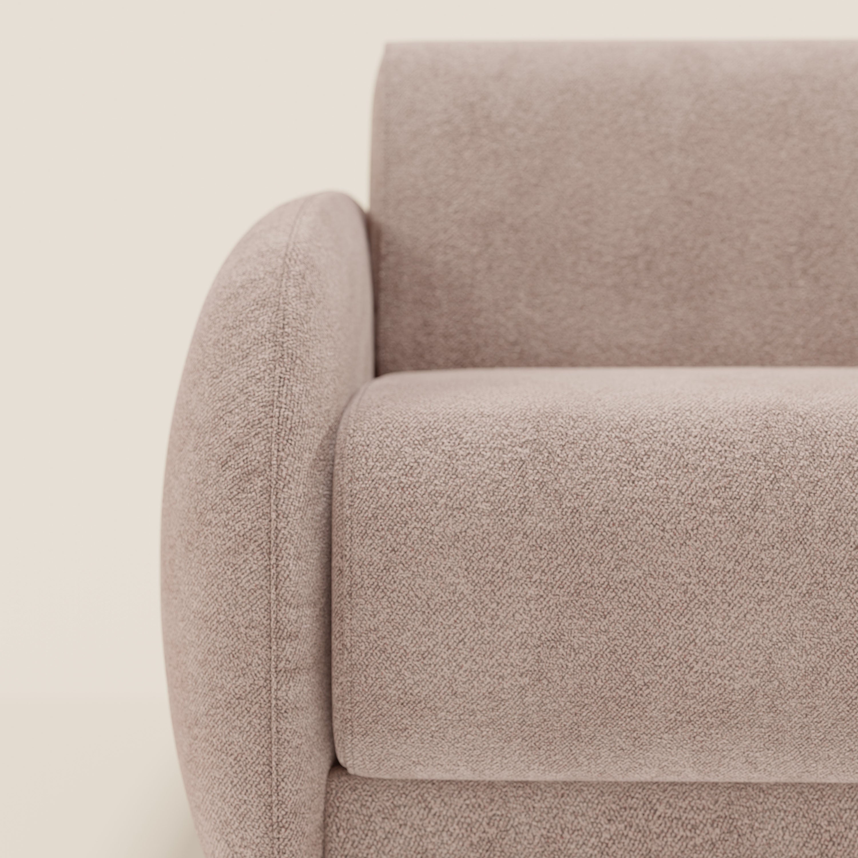 Giglio divano letto angolare con materasso alto 18 cm e penisola contenitore in morbido bouclé impermeabile T07 - divani.store