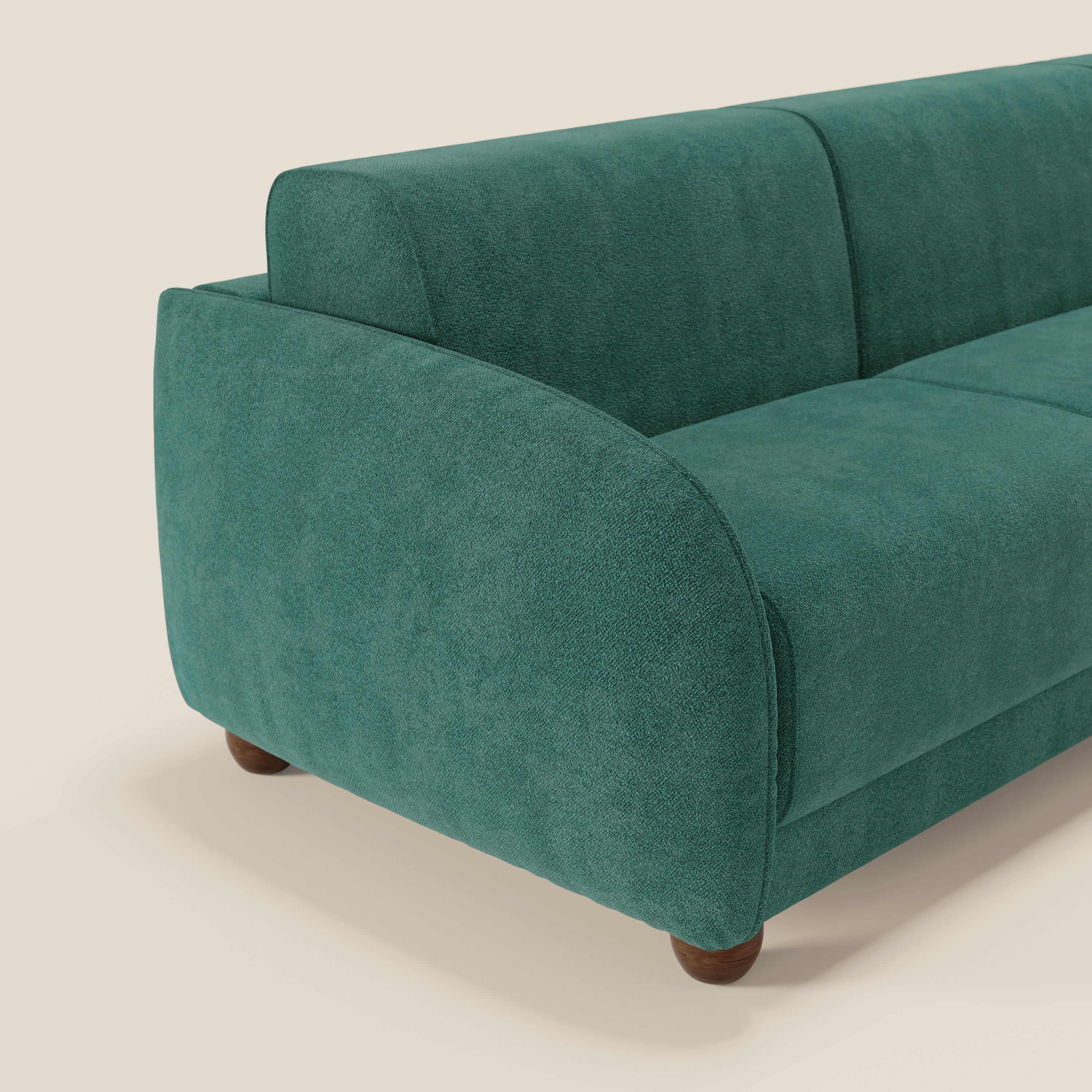 Giglio divano letto angolare con materasso alto 18 cm e penisola contenitore in morbido bouclé impermeabile T07 - divani.store