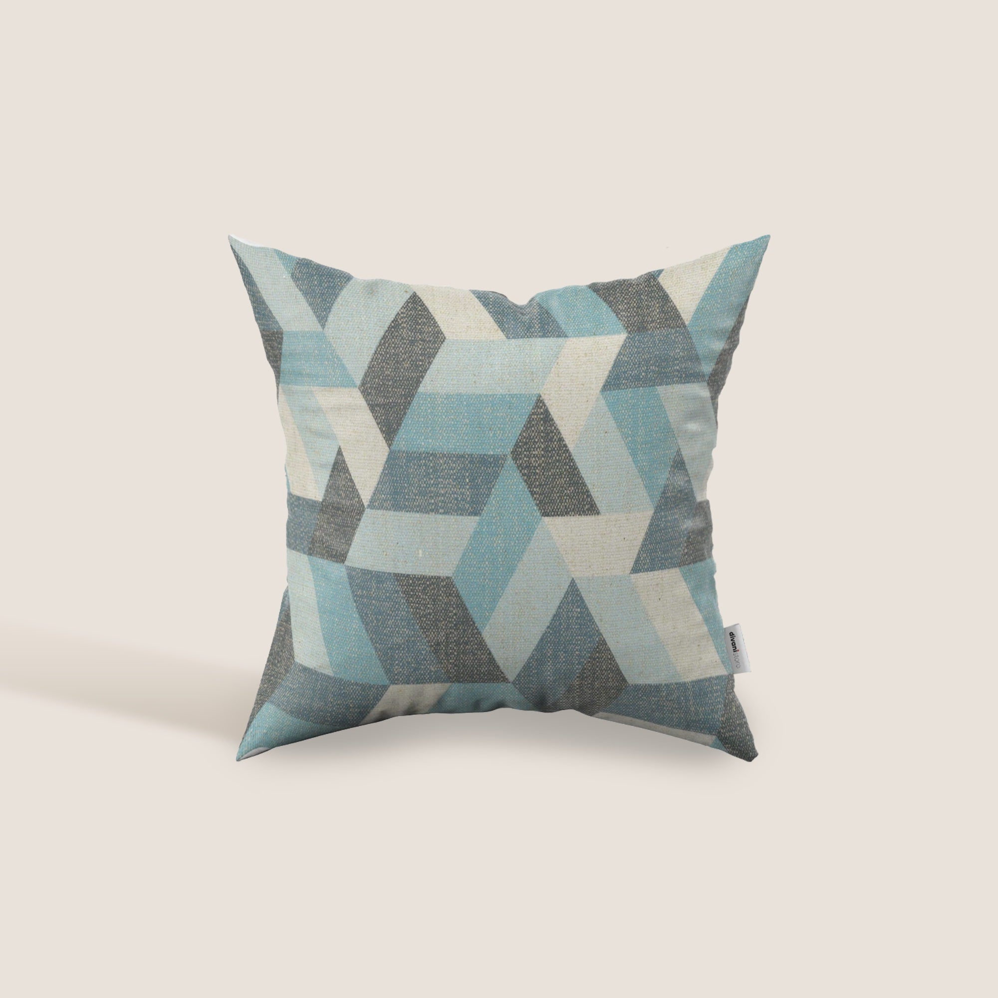 Unreal cuscini a fantasia geometriche in tessuto idrorepellente disponibile in diverse colorazioni azzurro - divani.store