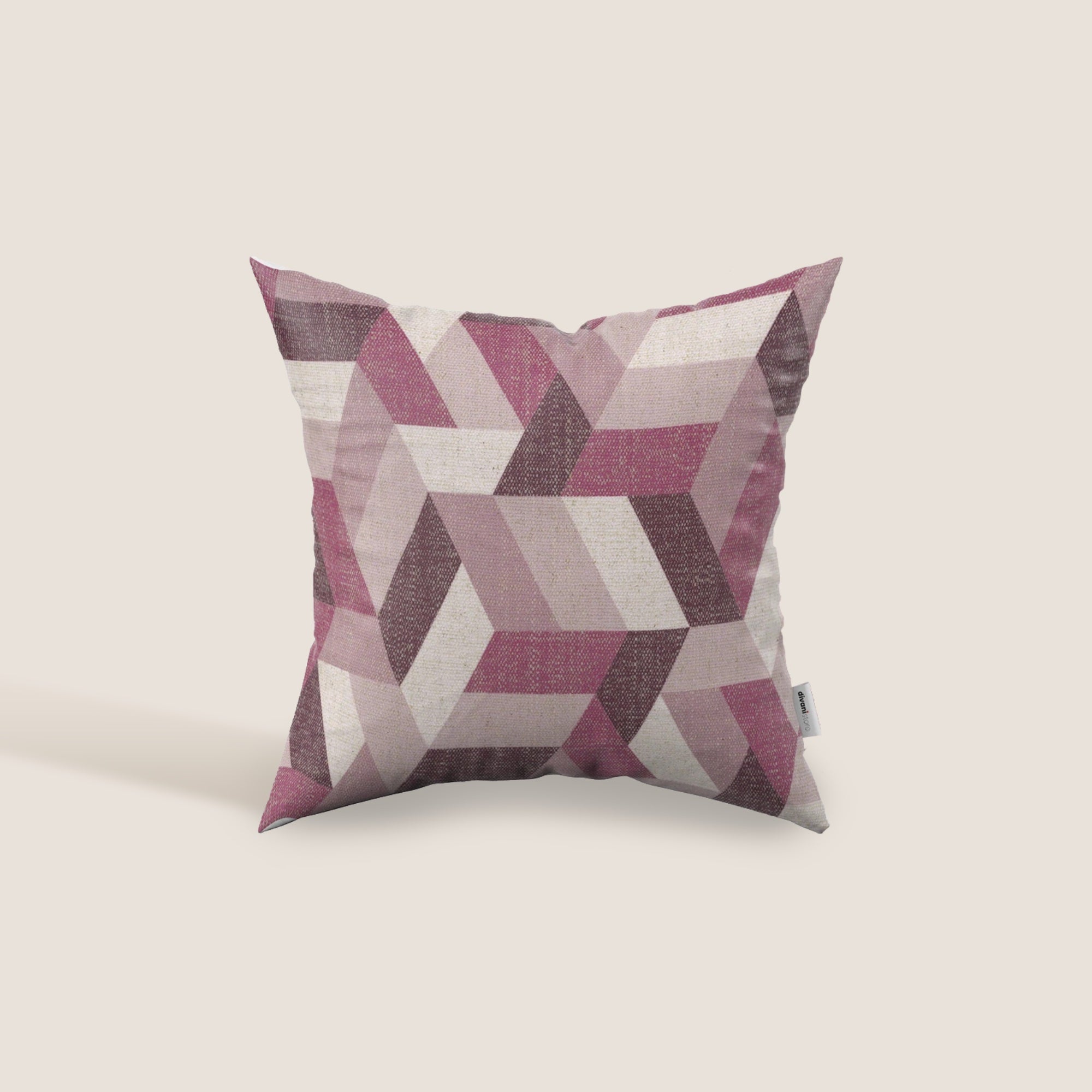 Unreal cuscini a fantasia geometriche in tessuto idrorepellente disponibile in diverse colorazioni rosa - divani.store