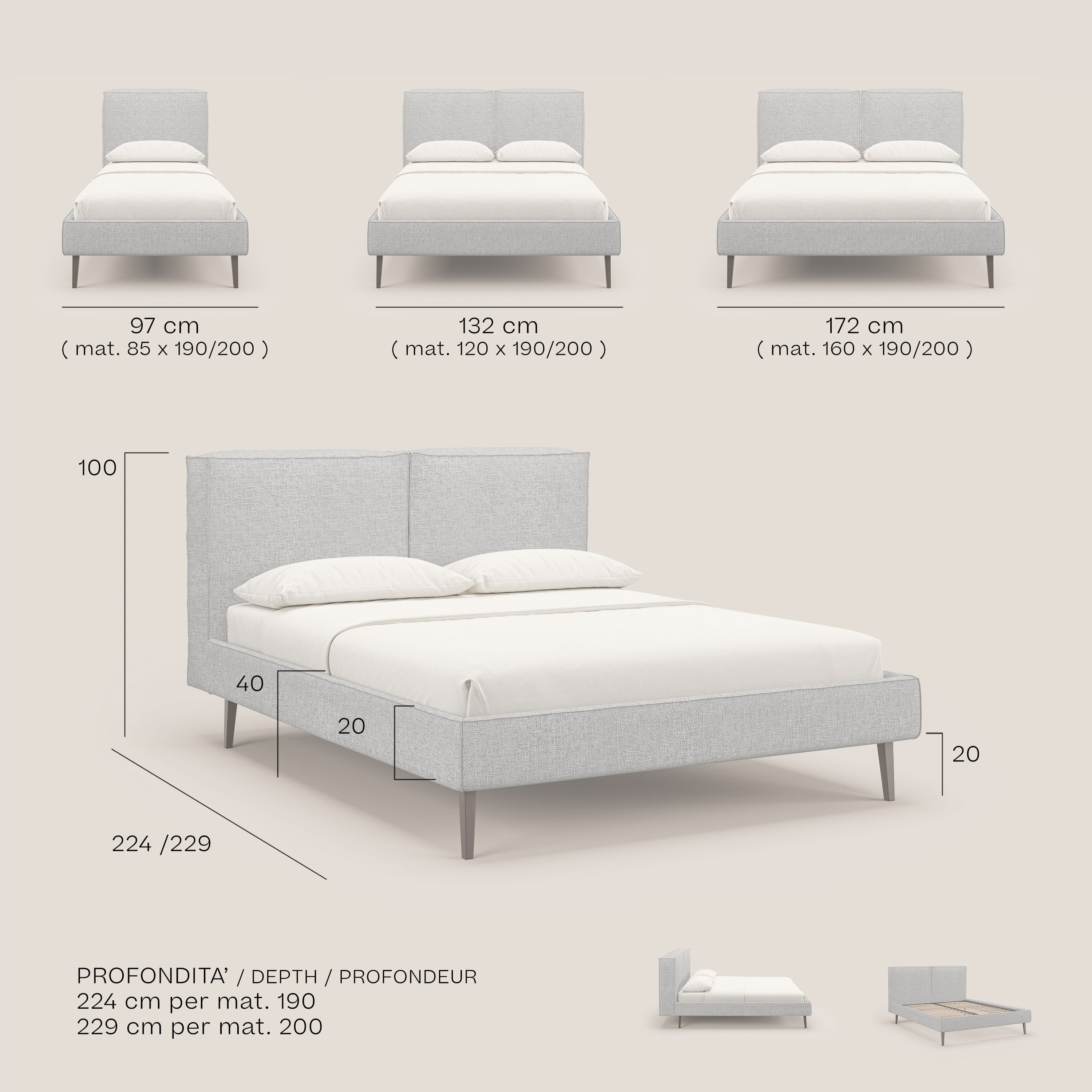 Isotta letto imbottito completamente sfoderabile in morbido tessuti impermeabile T10 arancio - divani.store