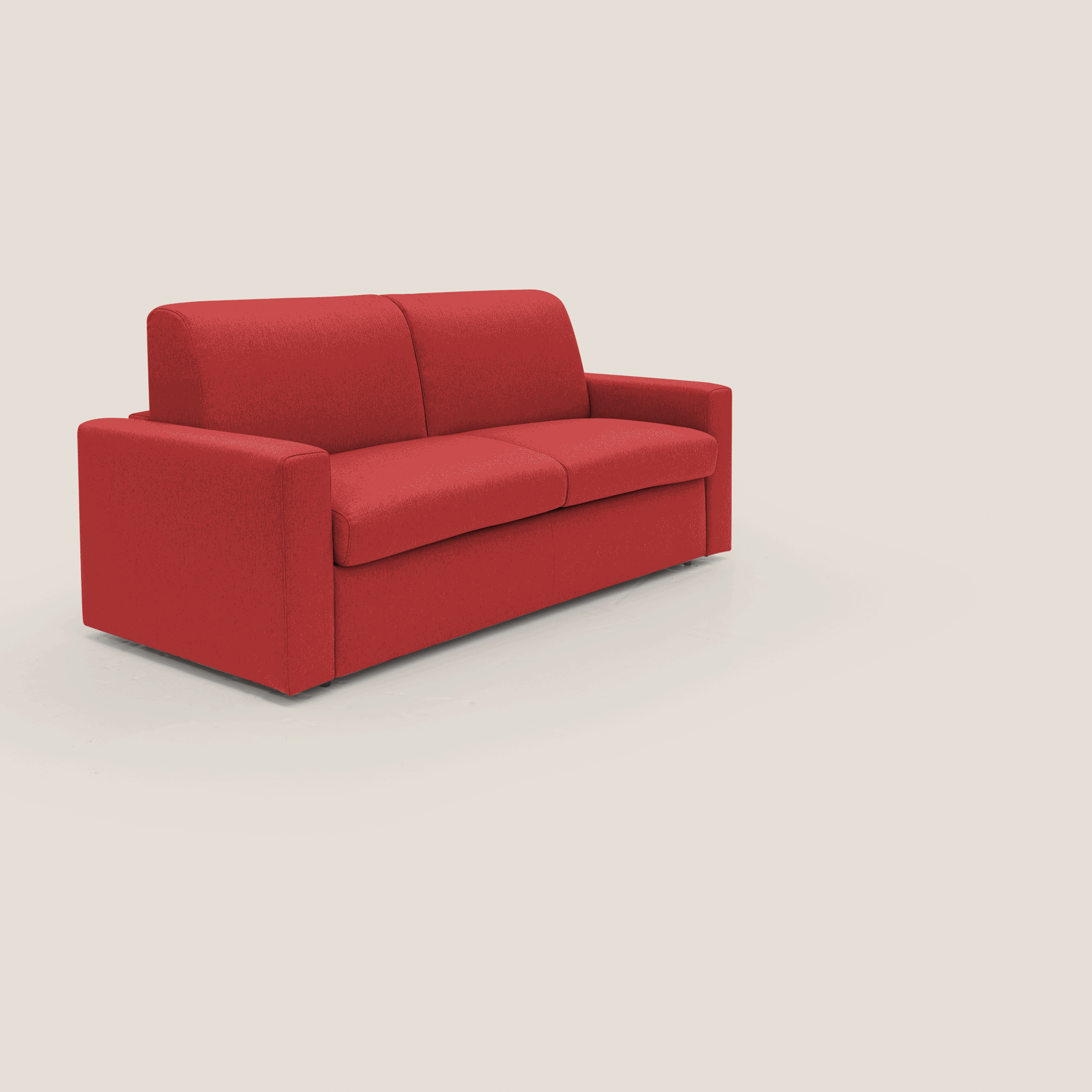 Kansas Divano letto matrimoniale alto 20 cm in tessuto impermeabile misto cotone T13 rosso - divani.store