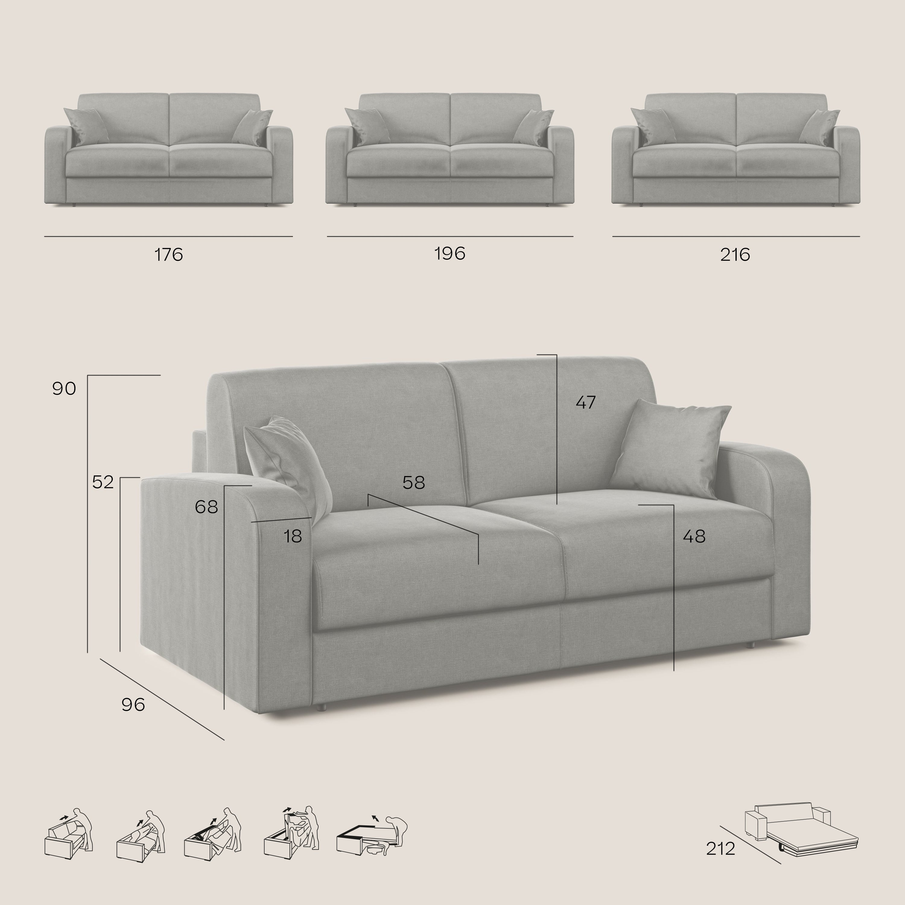 Lebron Divano letto matrimoniale in velluto morbido T01 grigio chiaro - divani.store