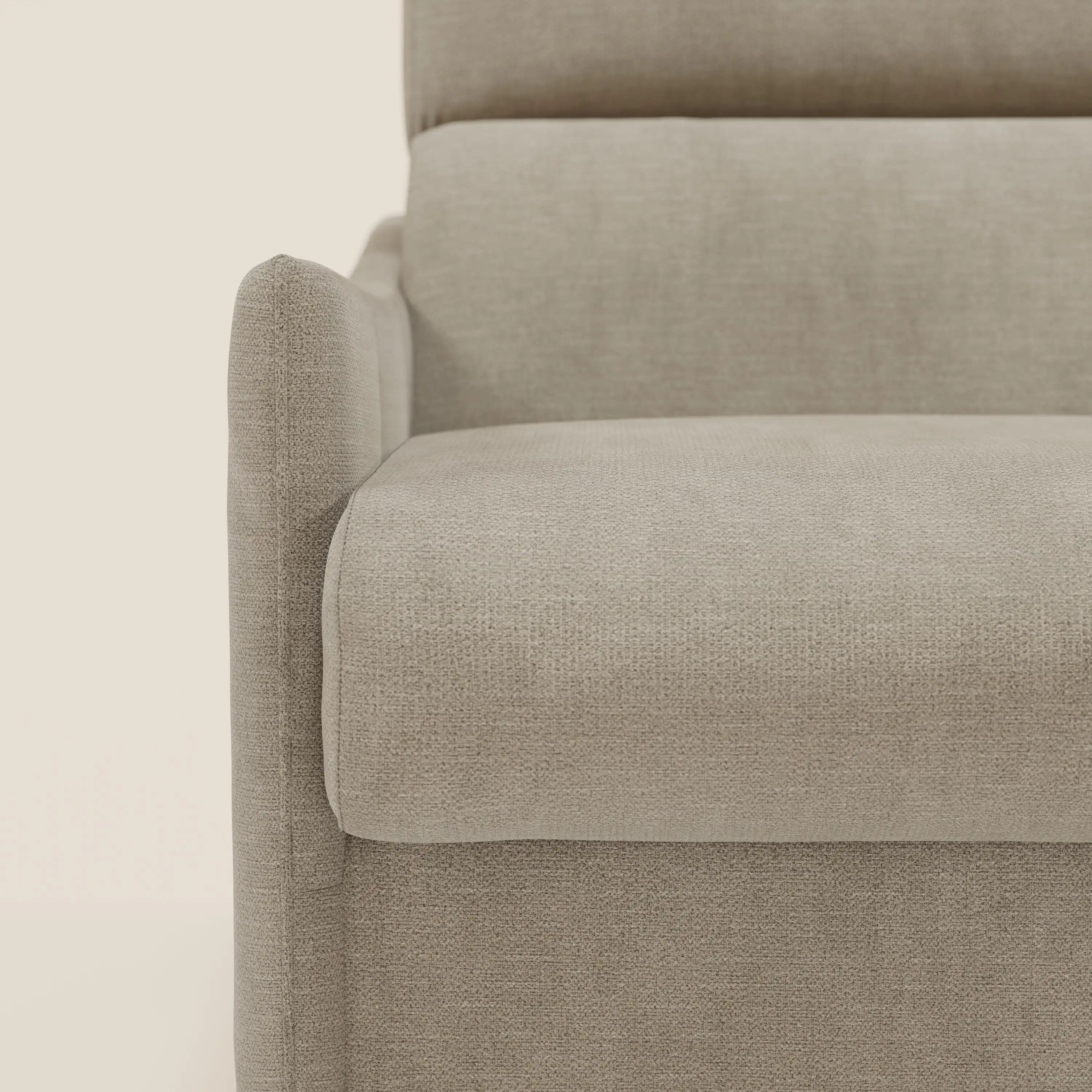 Loto Divano Letto Angolare con Penisola contenitore, Poggiatesta, Materasso Alto H18 in morbido tessuto impermeabile T14 - divani.store