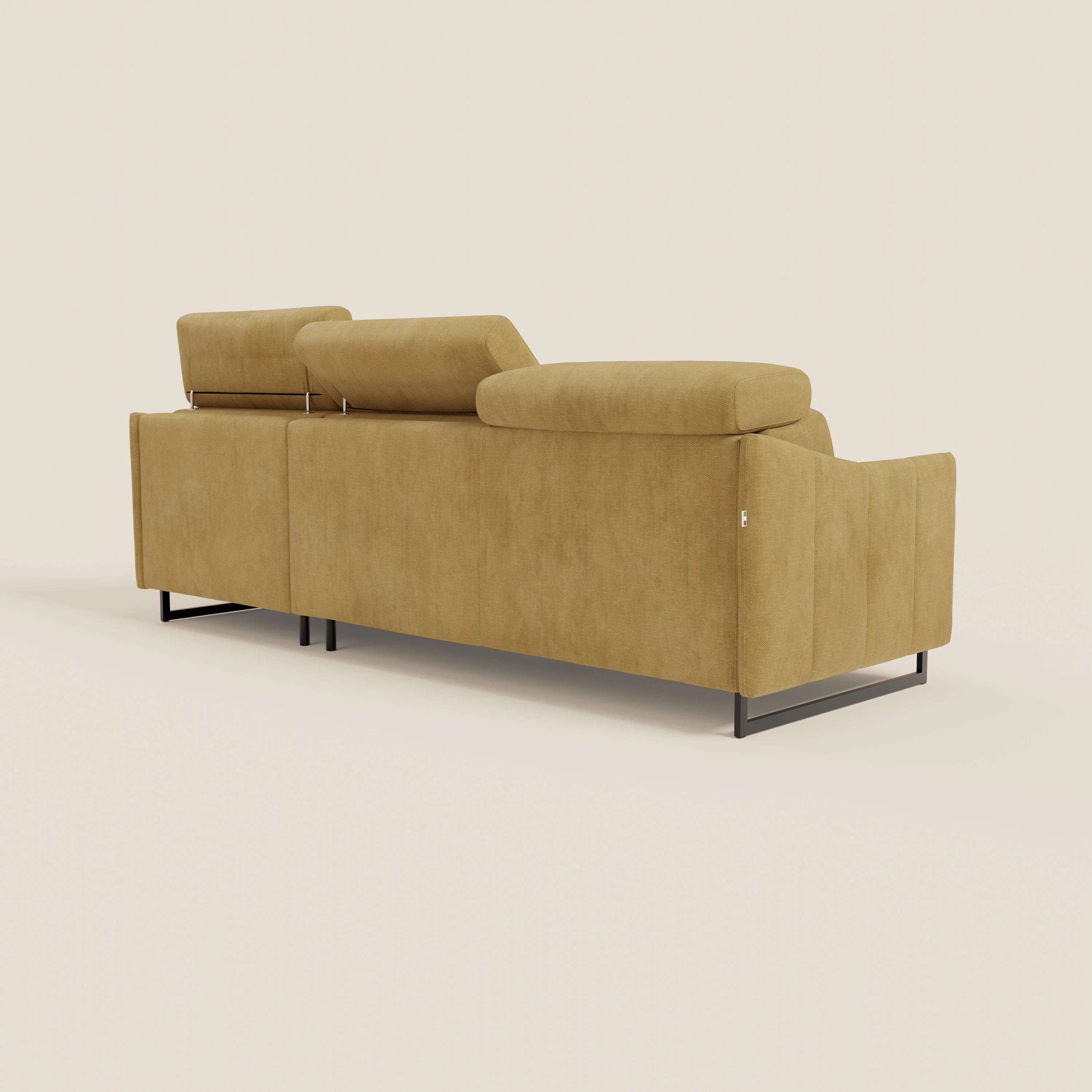 Loto Divano Letto Angolare con Penisola contenitore, Poggiatesta, Materasso Alto H18 in morbido tessuto impermeabile T14 - divani.store