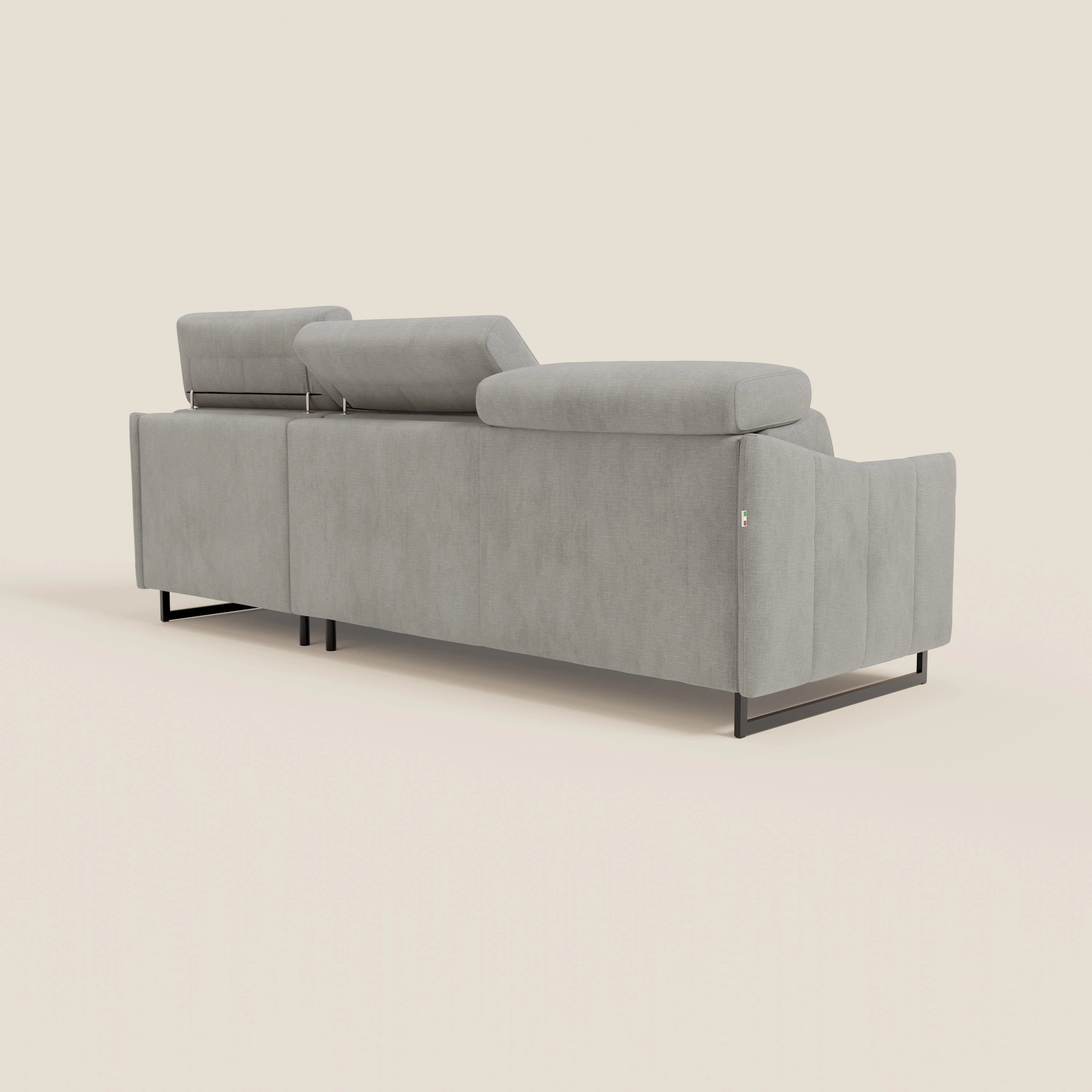 Loto Divano Letto Angolare con Penisola contenitore, Poggiatesta, Materasso Alto H18 in morbido tessuto impermeabile T14 - divani.store