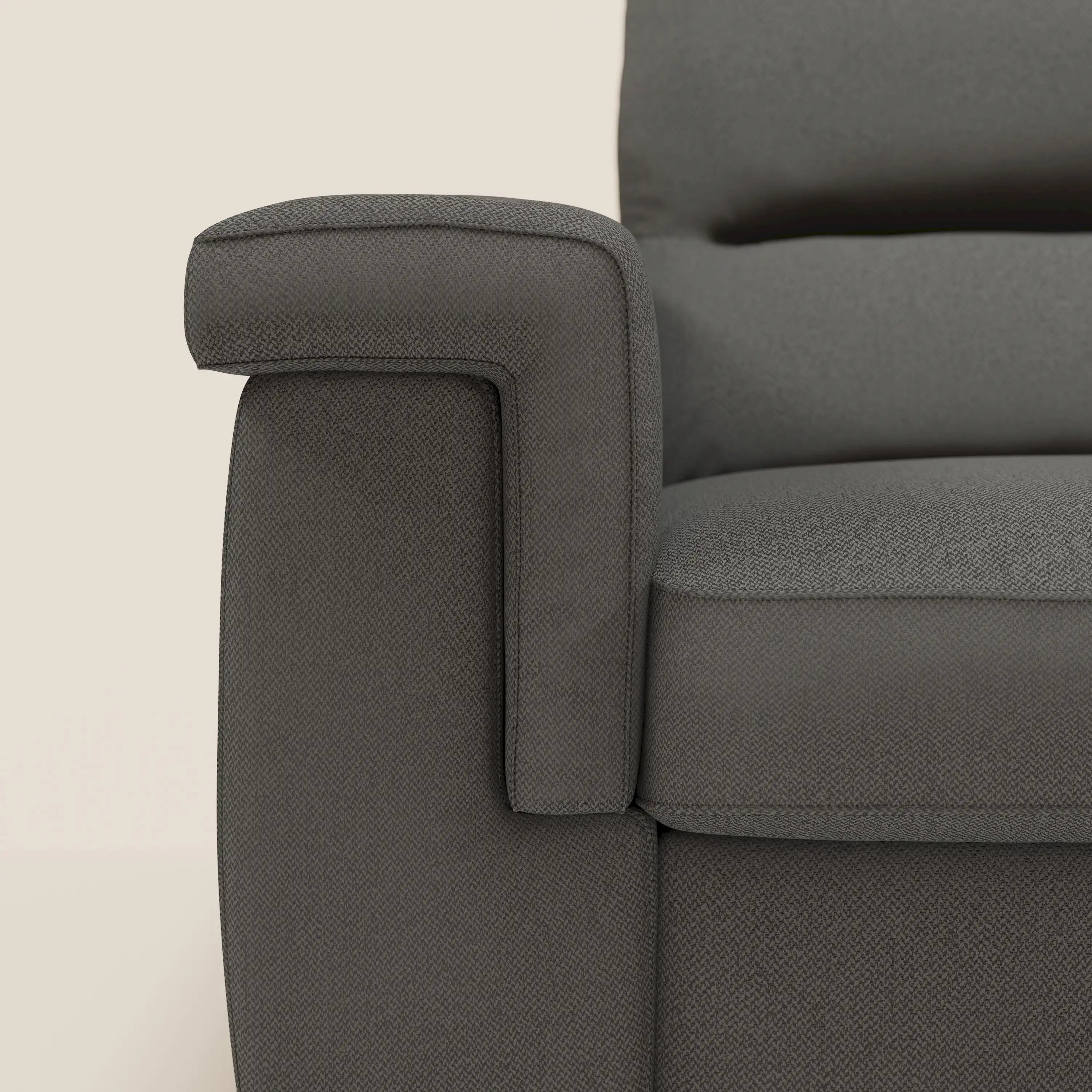 Magnolia Ecksofa mit Halbinsel und Stauraum – Matratze H18 cm aus abwaschbarem Stoff T05 anthrazit