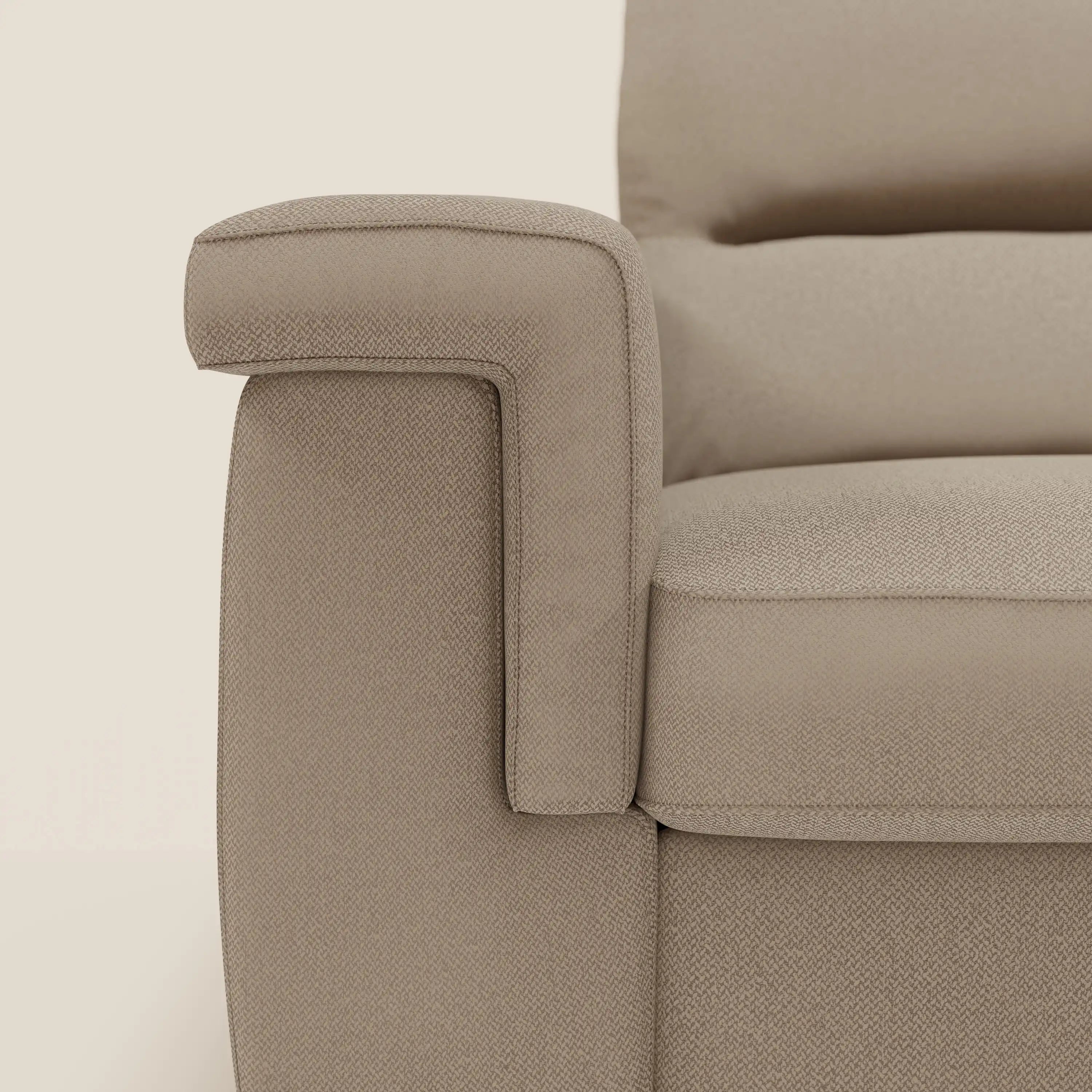 Magnolia Ecksofa mit Halbinsel und Stauraum – Matratze H18 cm aus abwaschbarem Stoff T05 beige