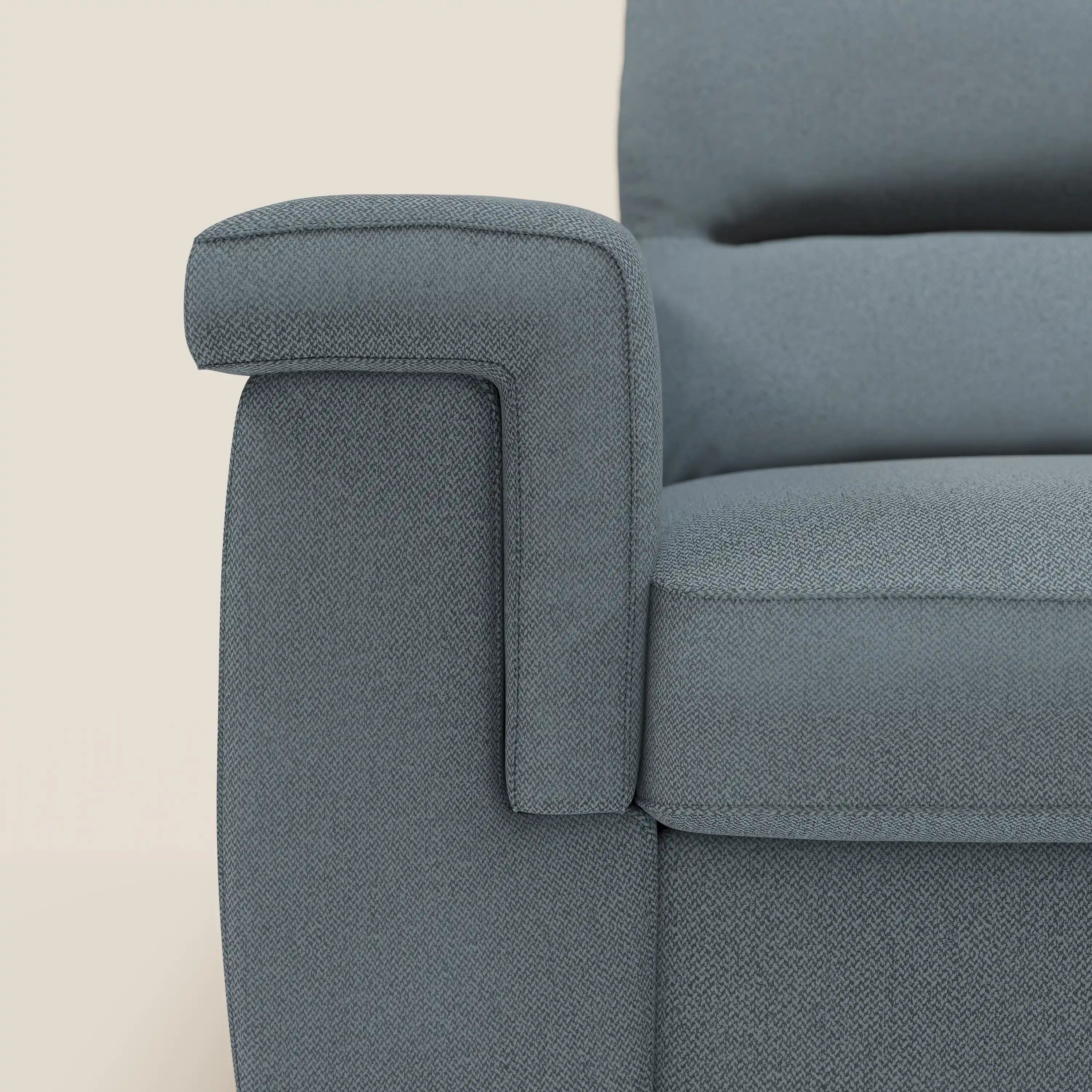 Magnolia Ecksofa mit Halbinsel und Stauraum – Matratze H18 cm aus abwaschbarem Stoff T05 baby blau