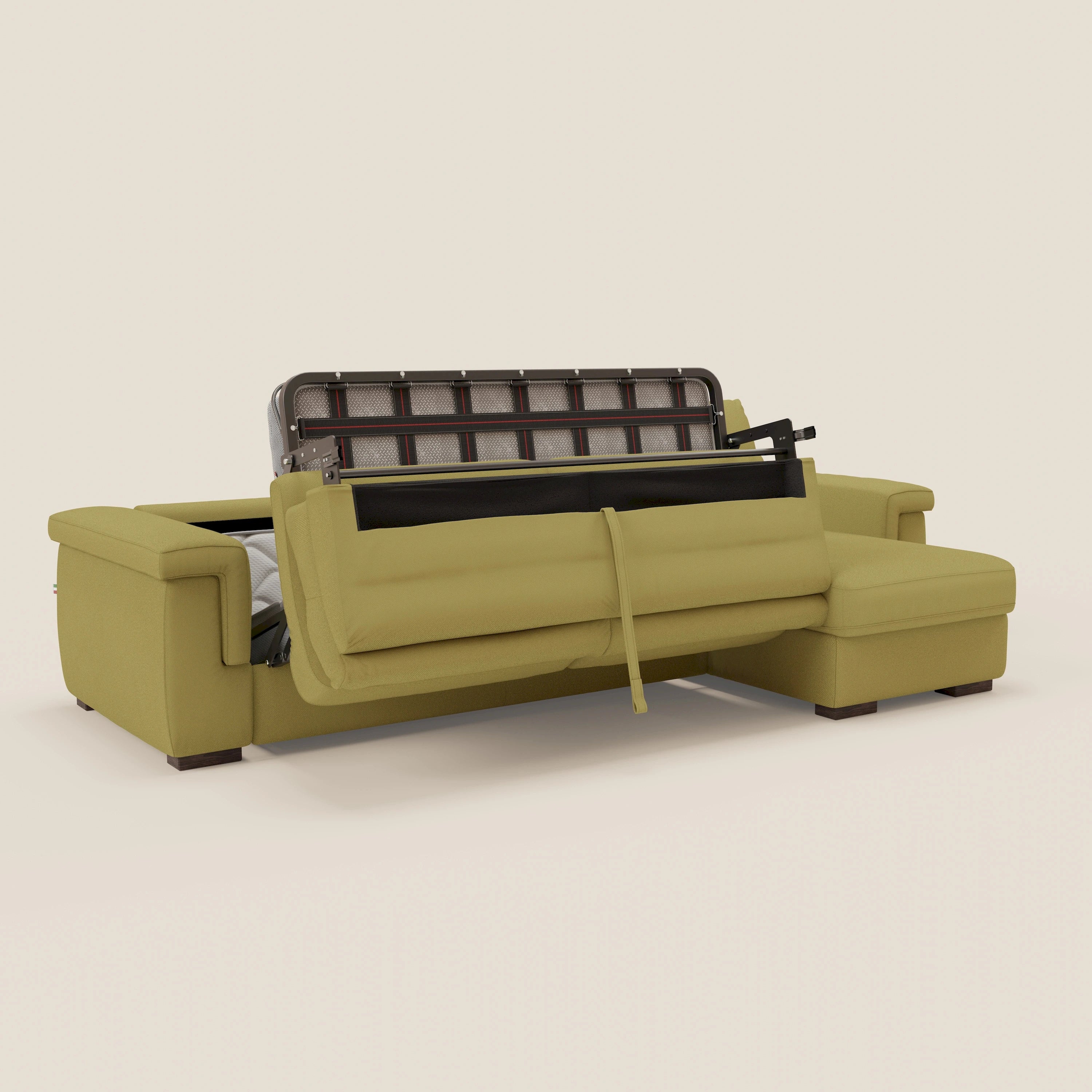 Magnolia Ecksofa mit Halbinsel und Stauraum – Matratze H18 cm aus abwaschbarem Stoff T05 gelb