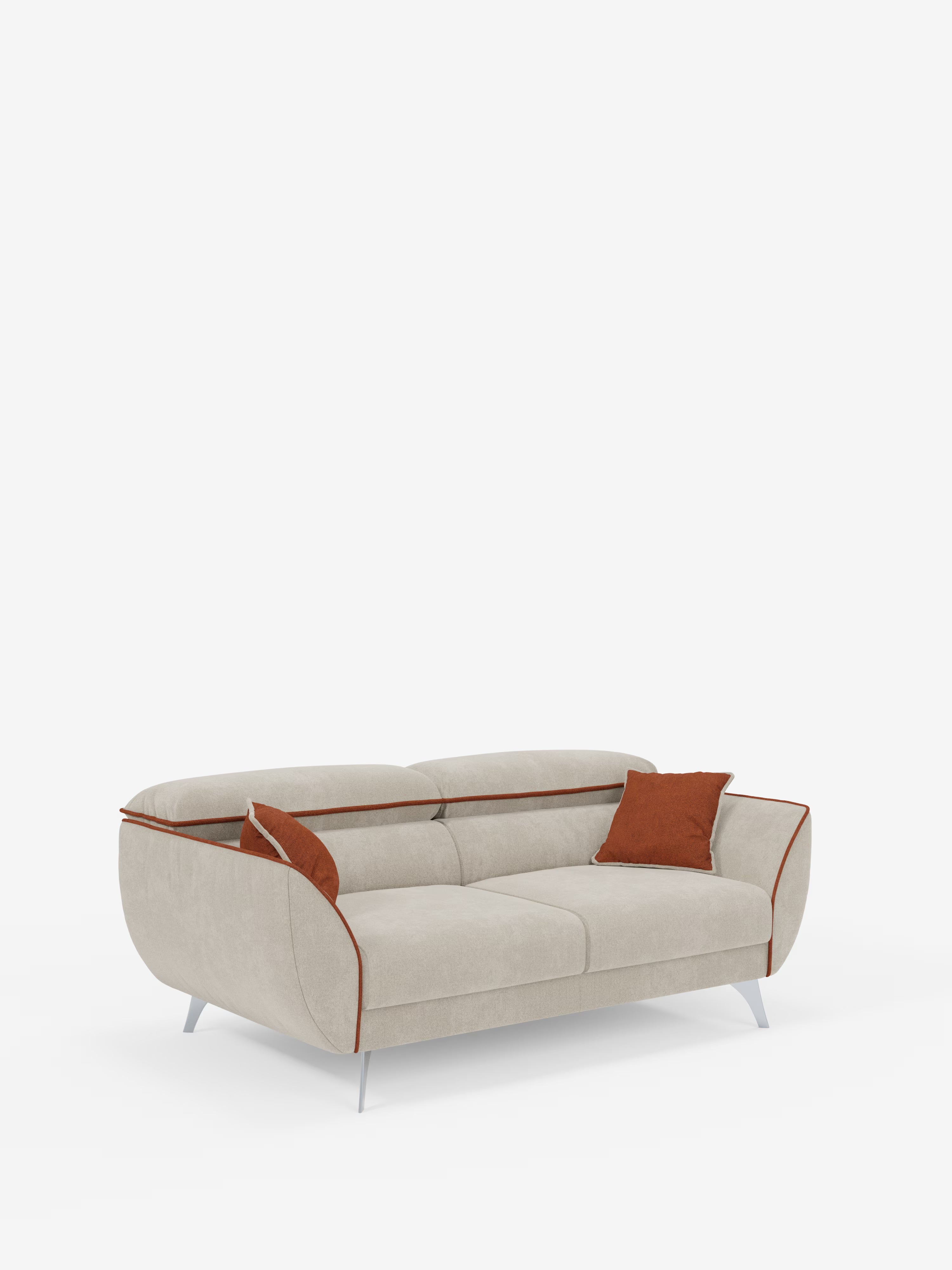 Michelangelo Sofa mit 2 und 3 ausziehbaren Sitzen und verstellbaren Kopfstützen aus abwaschbarem Stoff T23