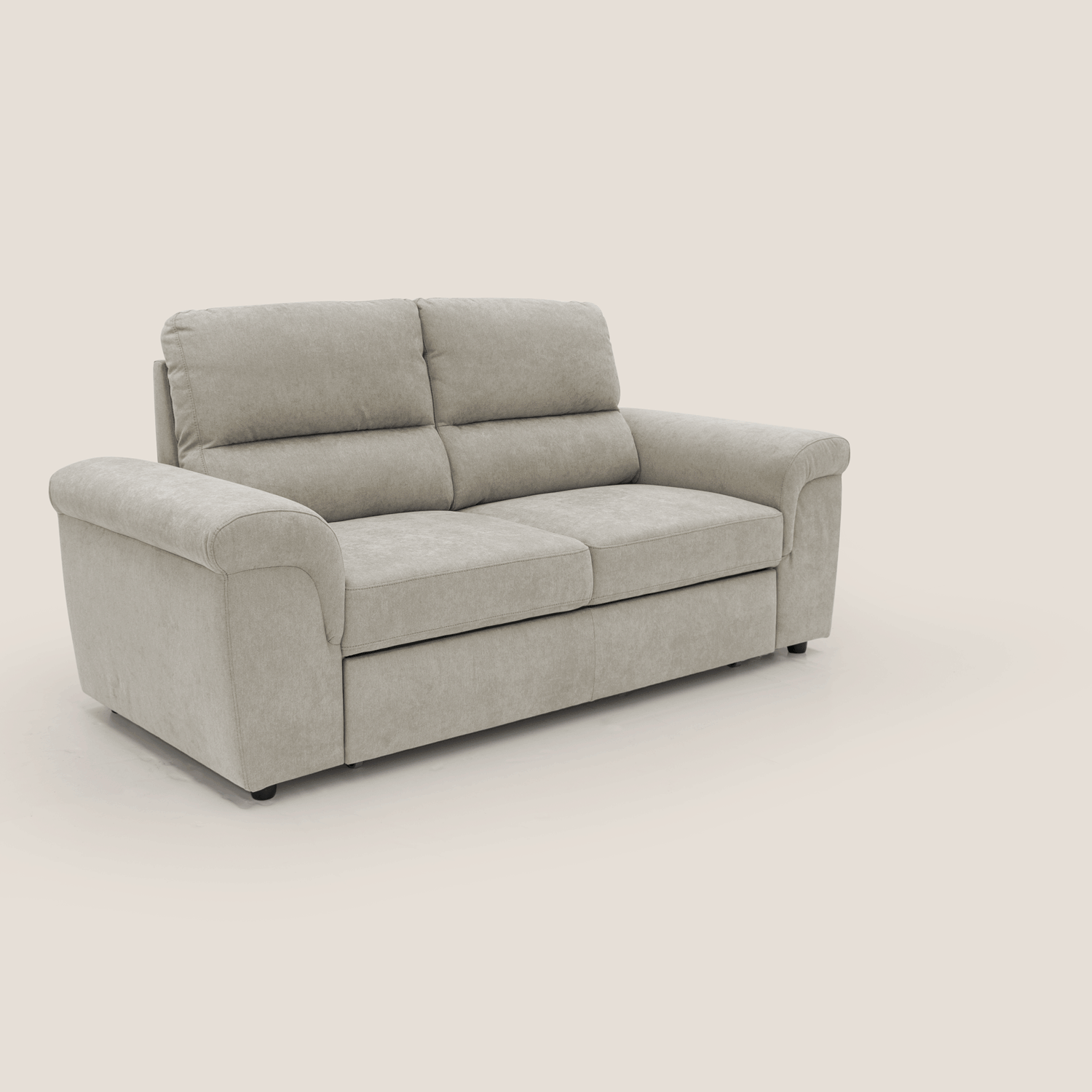 Minerva divano con pouf estraibile poggiapiedi in tessuto morbido impermeabile T02 panna - divani.store