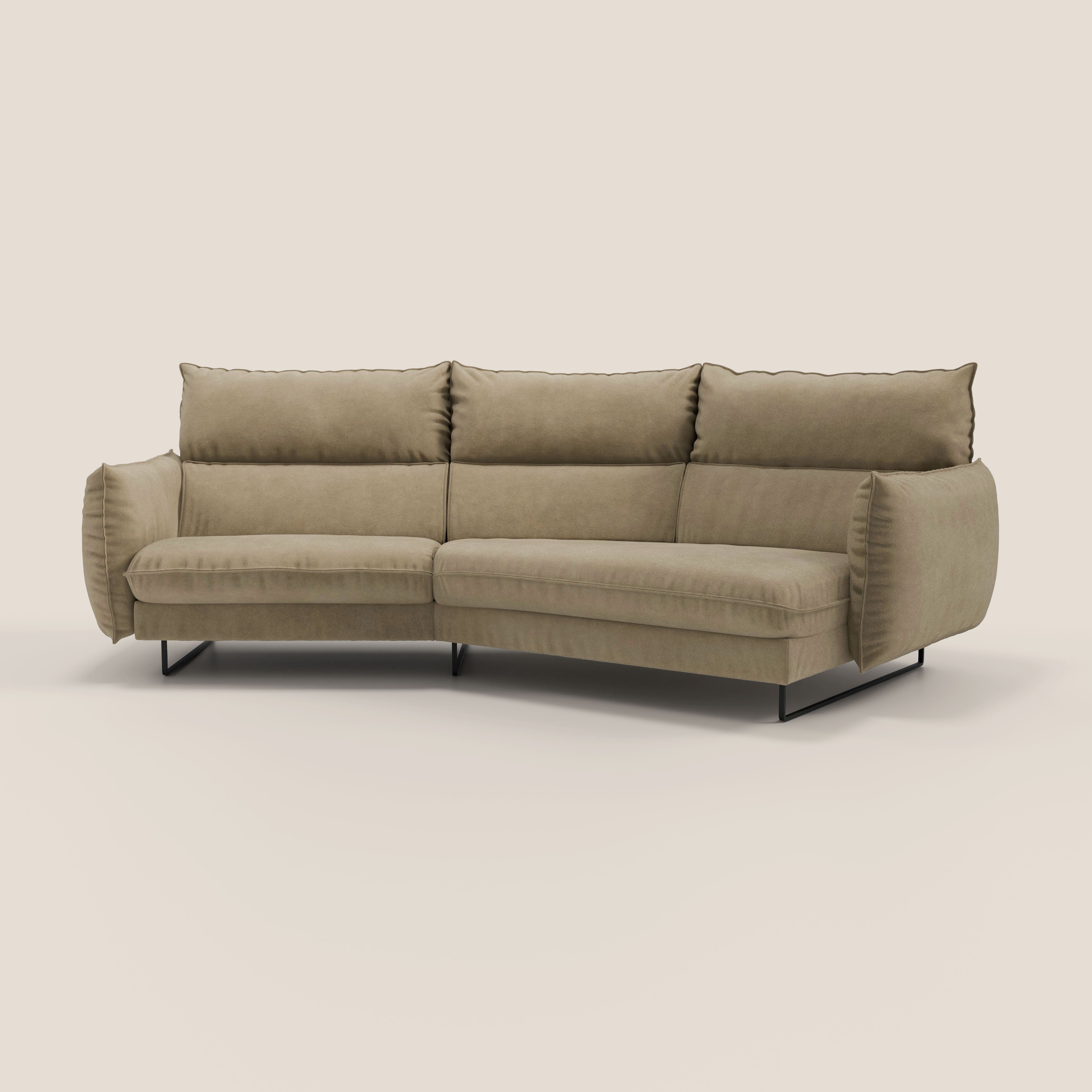 Monamour divano moderno angolare con opzione relax elettrico in microfibra smacchiabile impermeabile T11 beige - divani.store