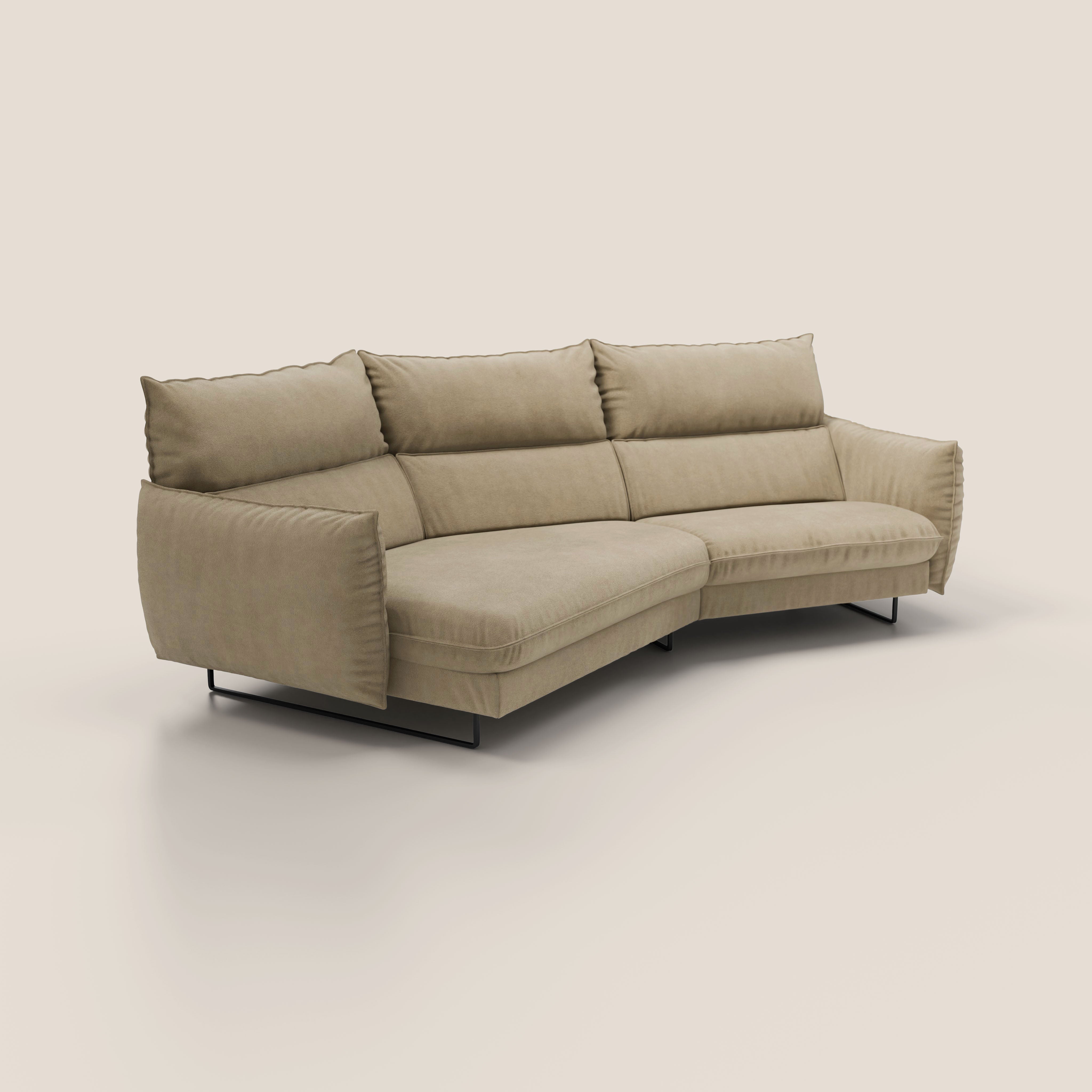 Monamour divano moderno angolare con opzione relax elettrico in microfibra smacchiabile impermeabile T11 beige - divani.store