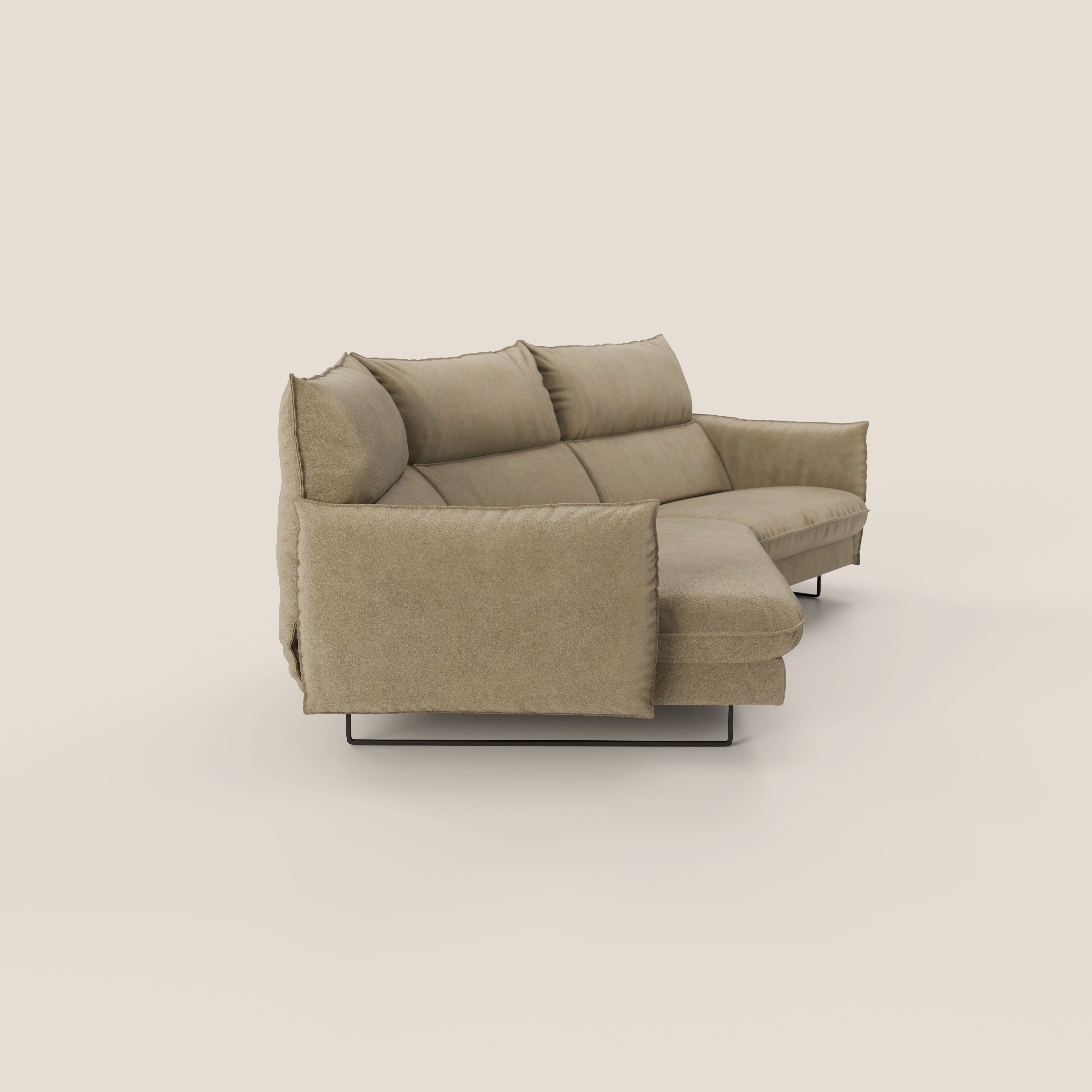 Monamour divano moderno angolare con opzione relax elettrico in microfibra smacchiabile impermeabile T11 beige - divani.store