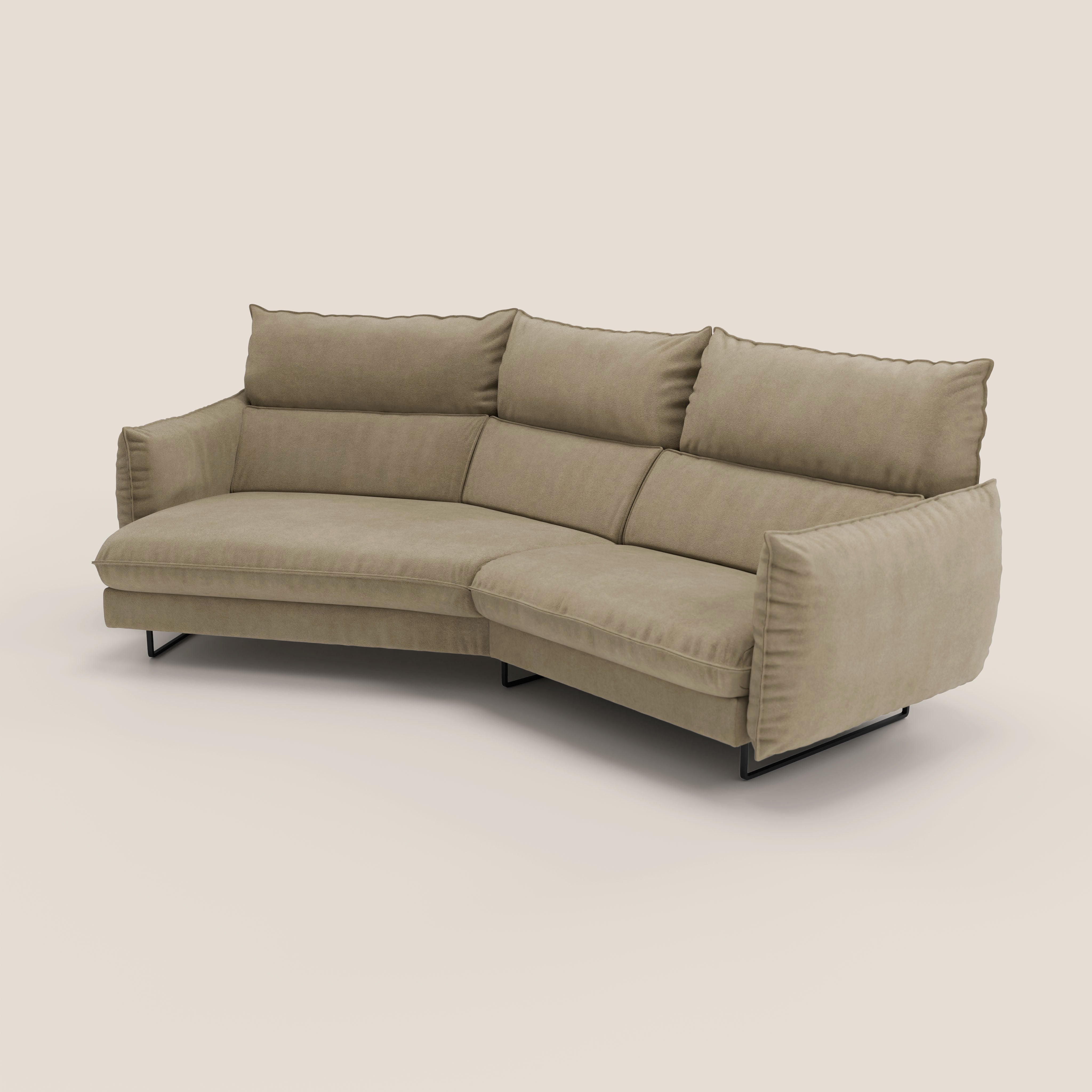 Monamour divano moderno angolare con opzione relax elettrico in microfibra smacchiabile impermeabile T11 beige - divani.store