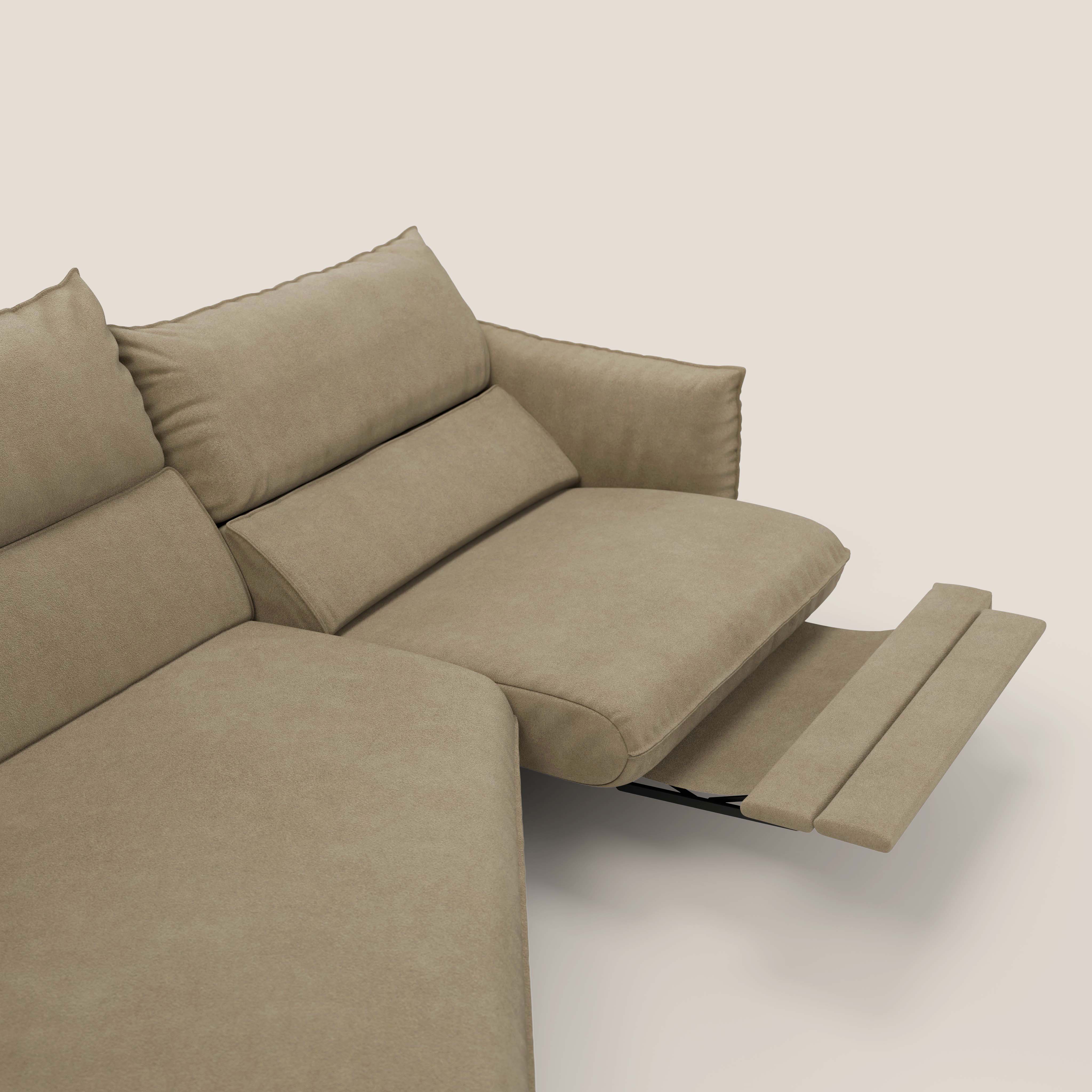 Monamour divano moderno angolare con opzione relax elettrico in microfibra smacchiabile impermeabile T11 beige - divani.store