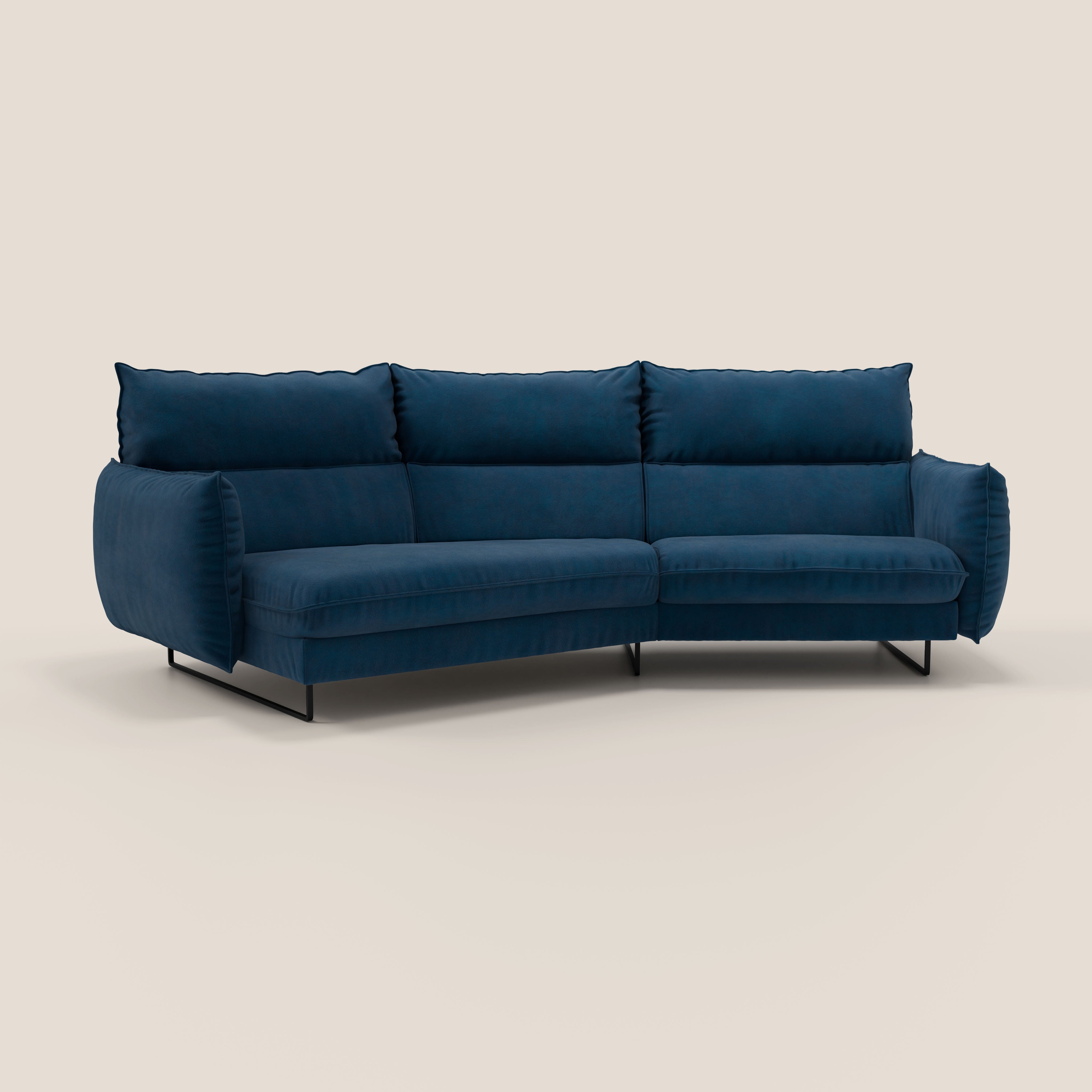 Monamour divano moderno angolare con opzione relax elettrico in microfibra smacchiabile impermeabile T11 blu - divani.store