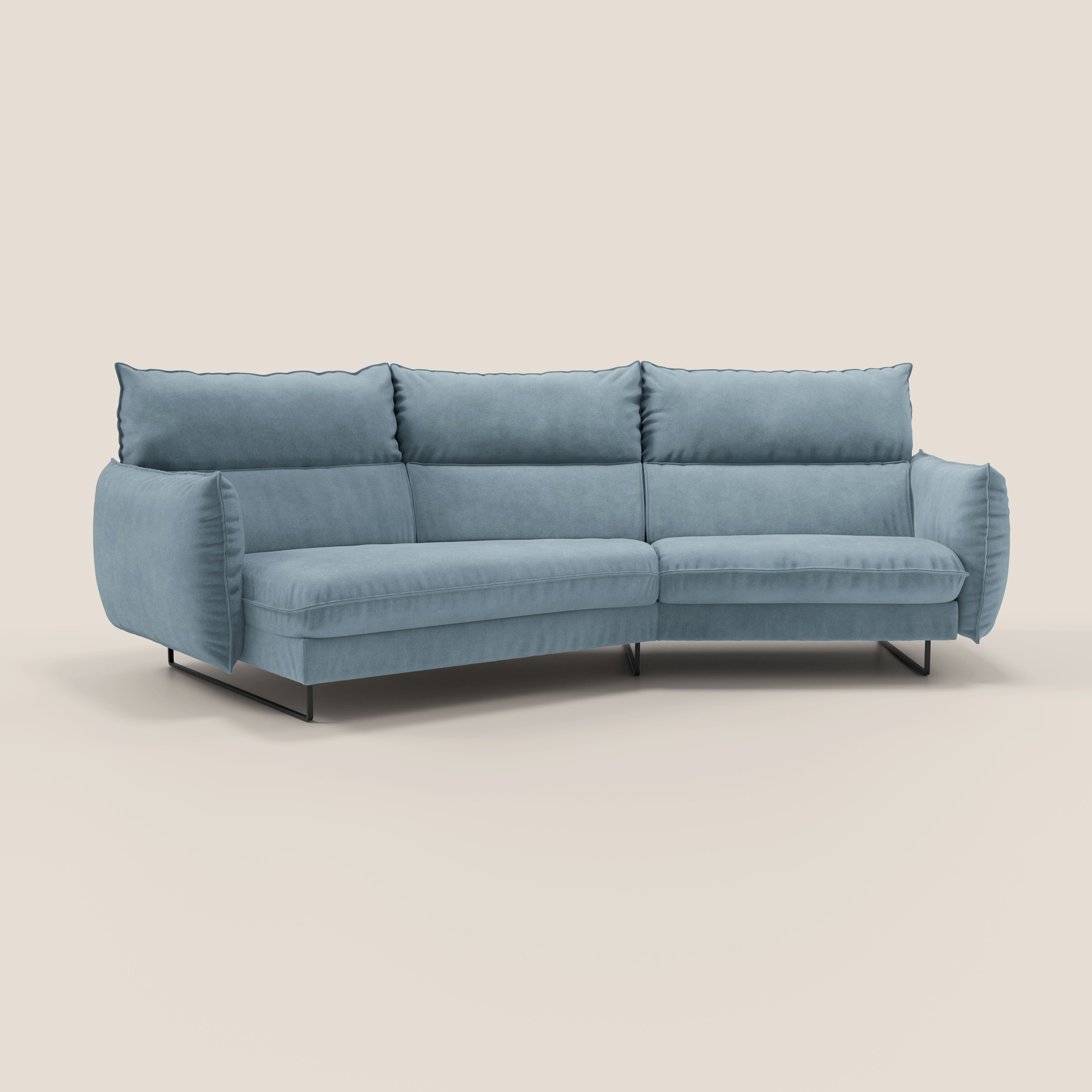 Monamour divano moderno angolare con opzione relax elettrico in microfibra smacchiabile impermeabile T11 carta da zucchero - divani.store