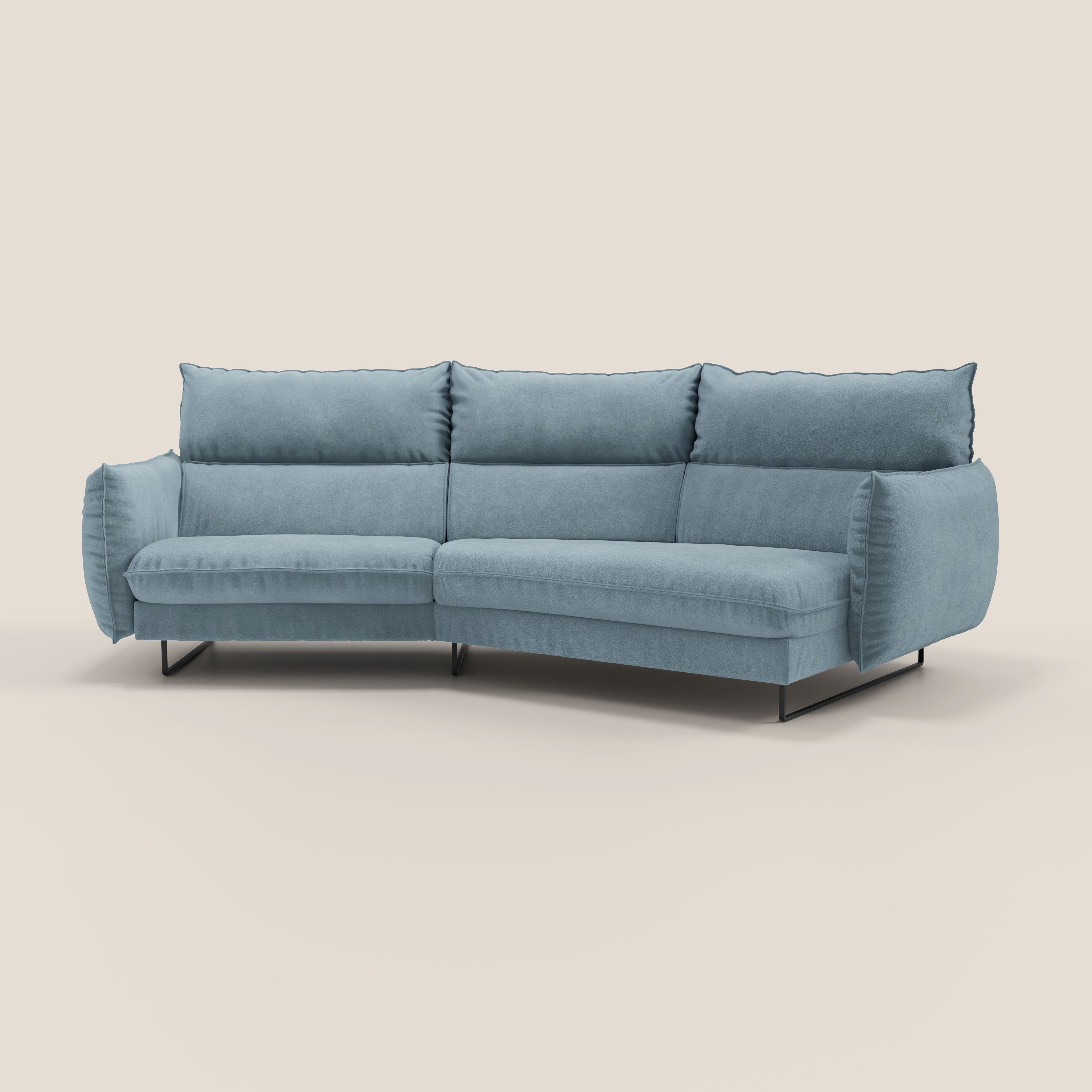 Monamour divano moderno angolare con opzione relax elettrico in microfibra smacchiabile impermeabile T11 carta da zucchero - divani.store