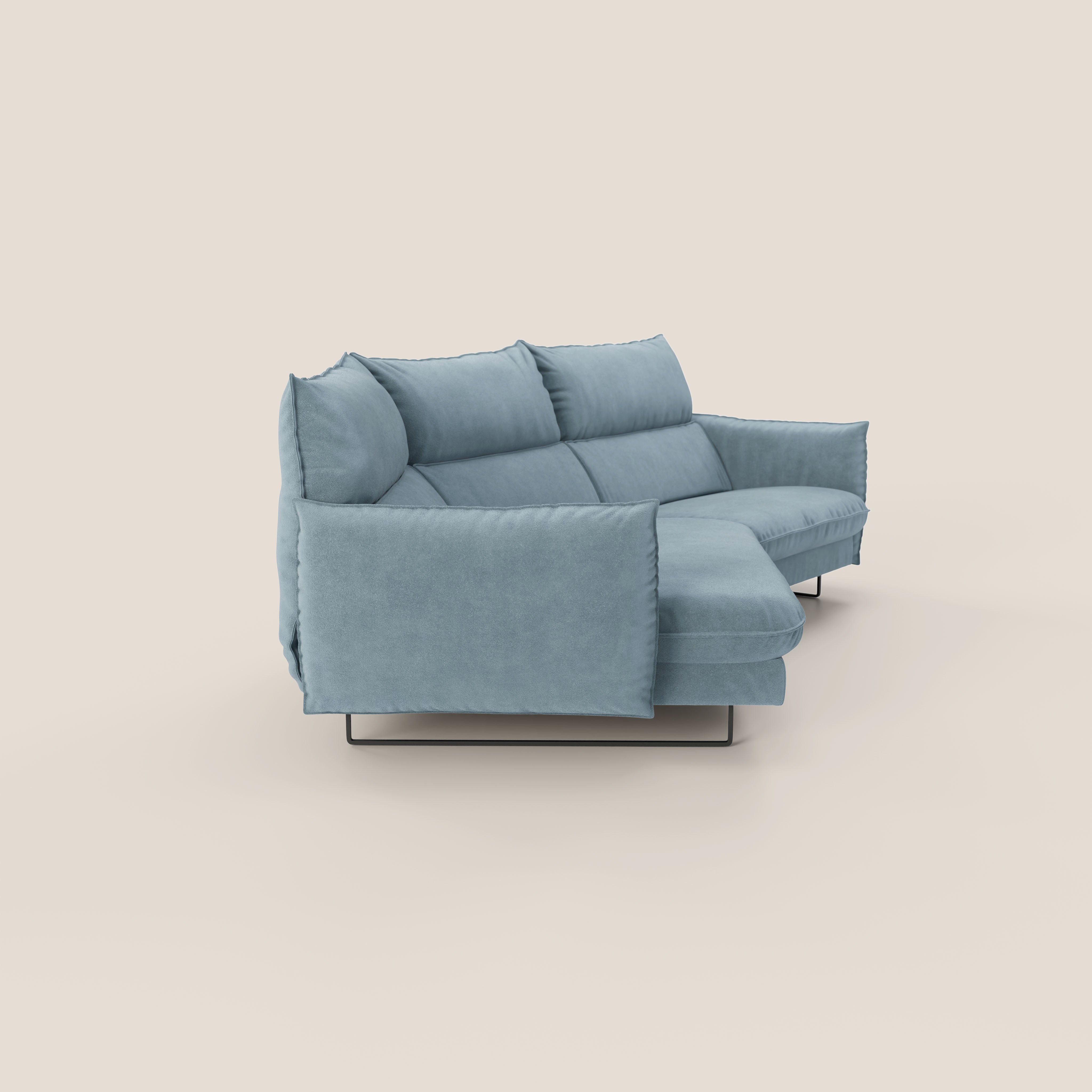 Monamour divano moderno angolare con opzione relax elettrico in microfibra smacchiabile impermeabile T11 carta da zucchero - divani.store