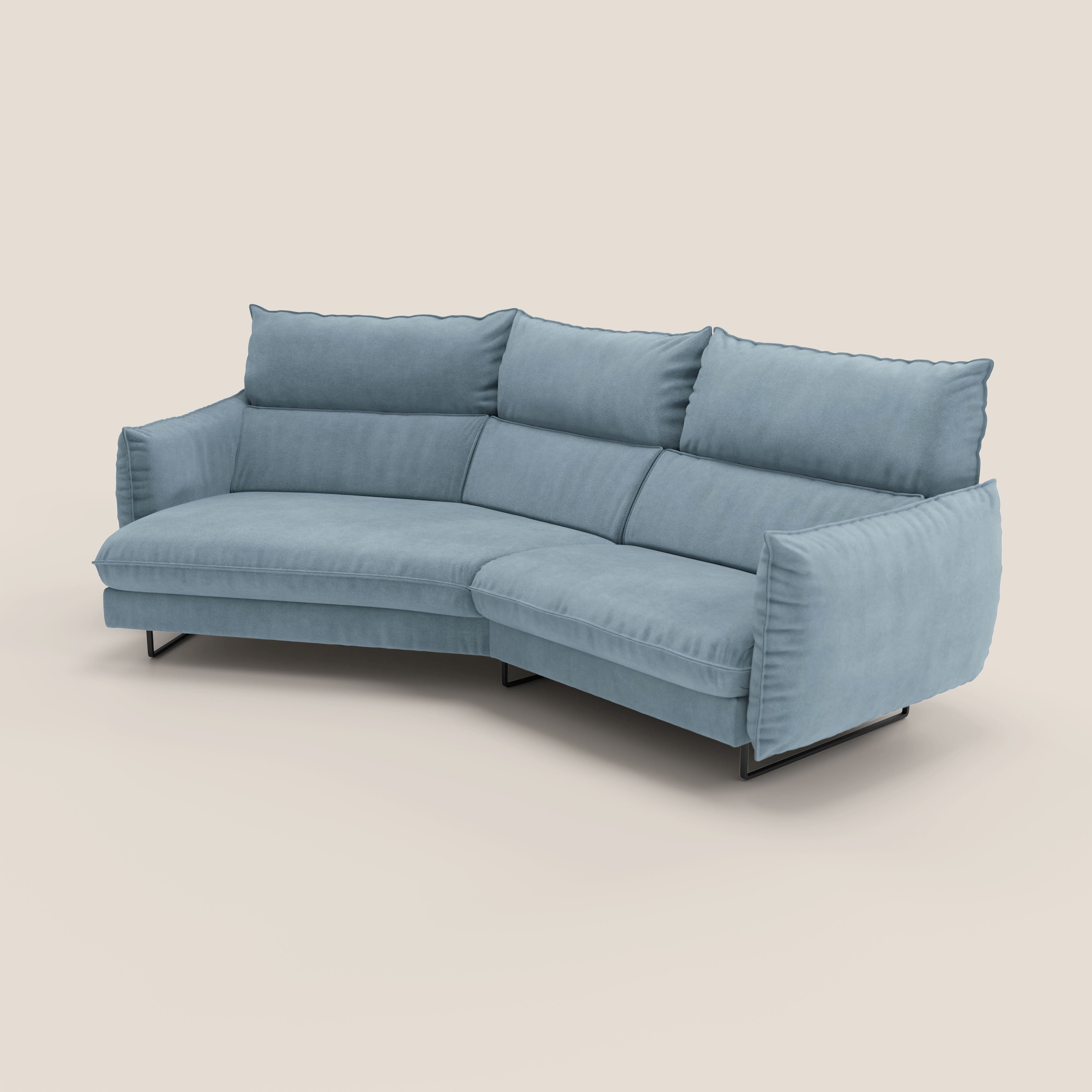 Monamour divano moderno angolare con opzione relax elettrico in microfibra smacchiabile impermeabile T11 carta da zucchero - divani.store