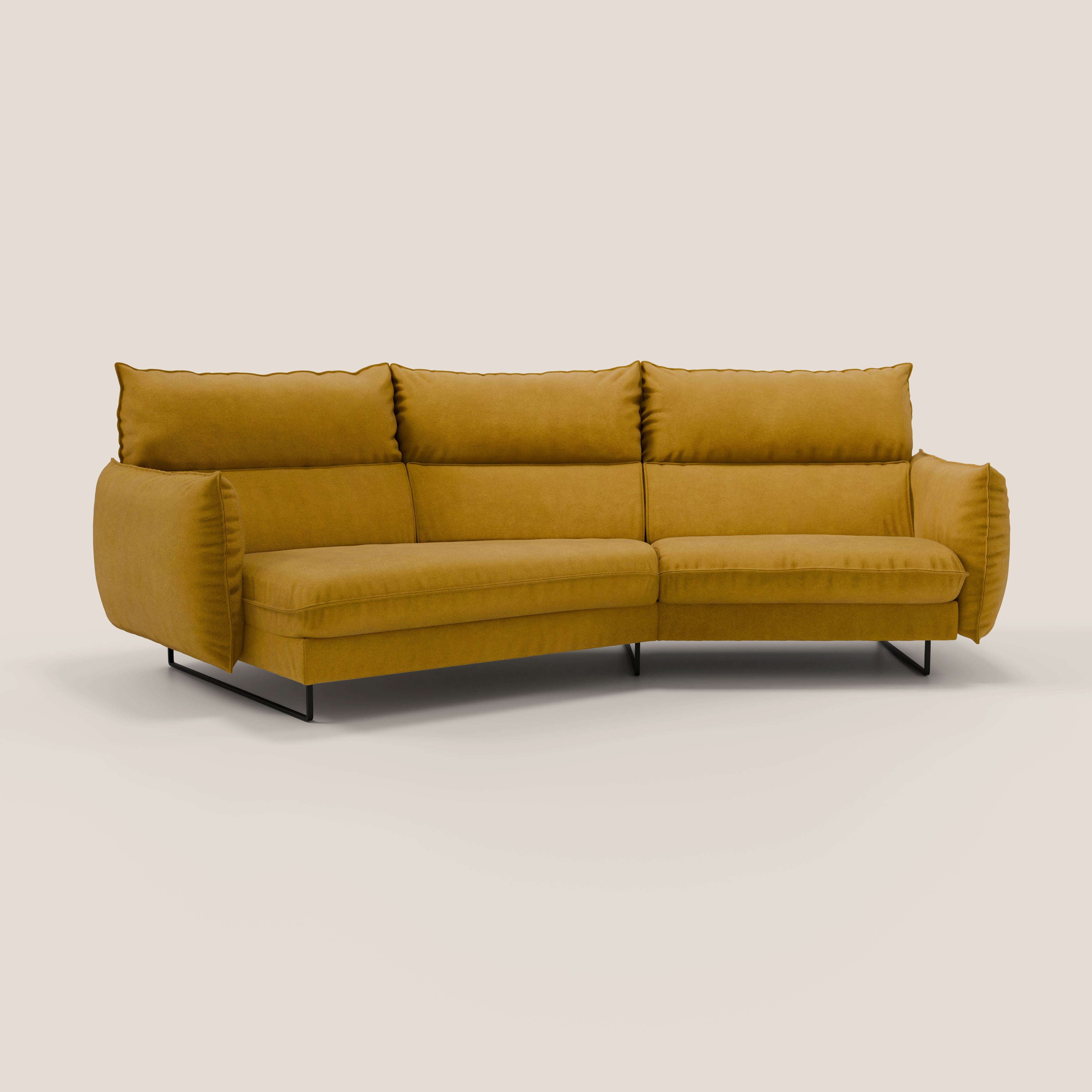 Monamour divano moderno angolare con opzione relax elettrico in microfibra smacchiabile impermeabile T11 giallo - divani.store