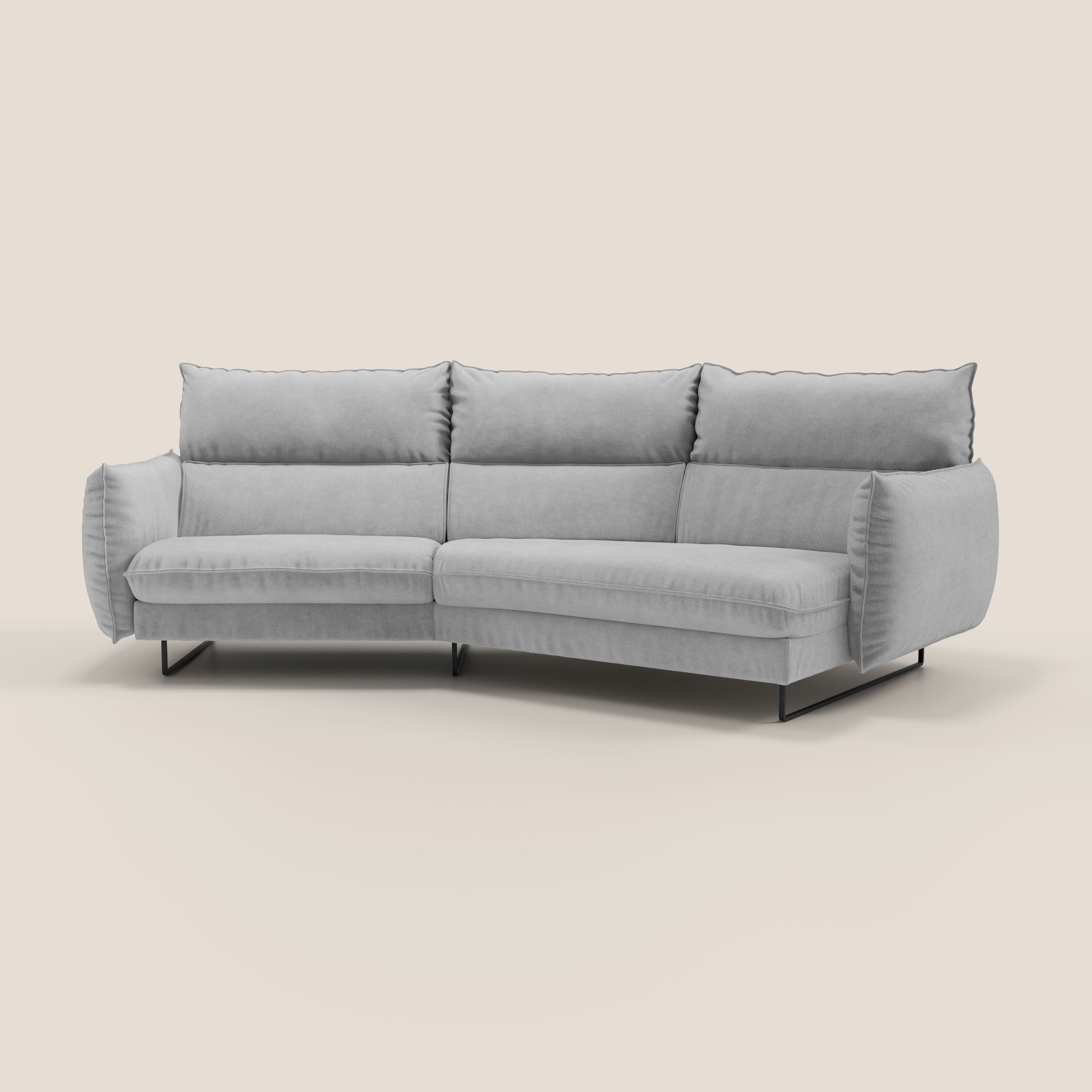 Monamour divano moderno angolare con opzione relax elettrico in microfibra smacchiabile impermeabile T11 grigio chiaro - divani.store