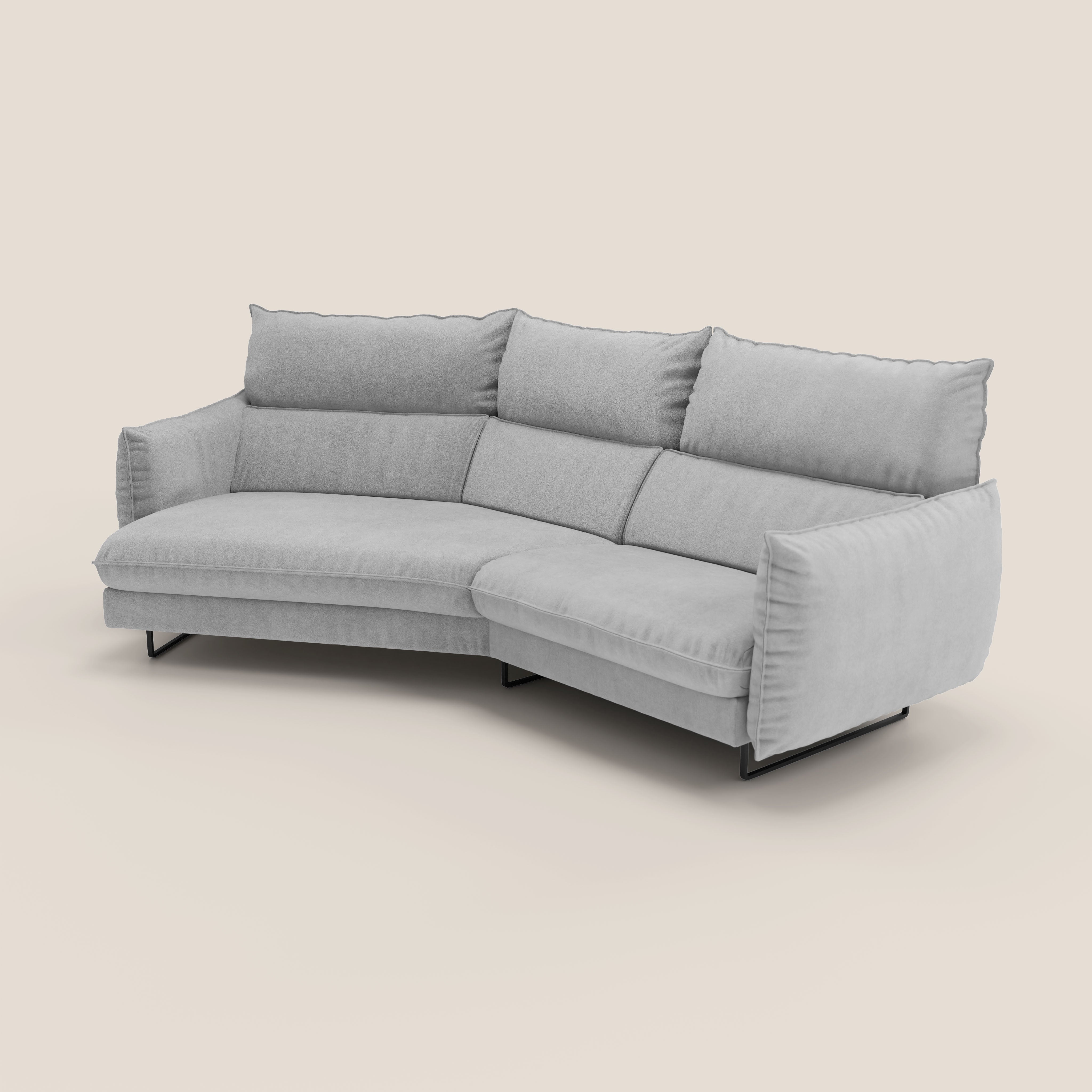 Monamour divano moderno angolare con opzione relax elettrico in microfibra smacchiabile impermeabile T11 grigio chiaro - divani.store