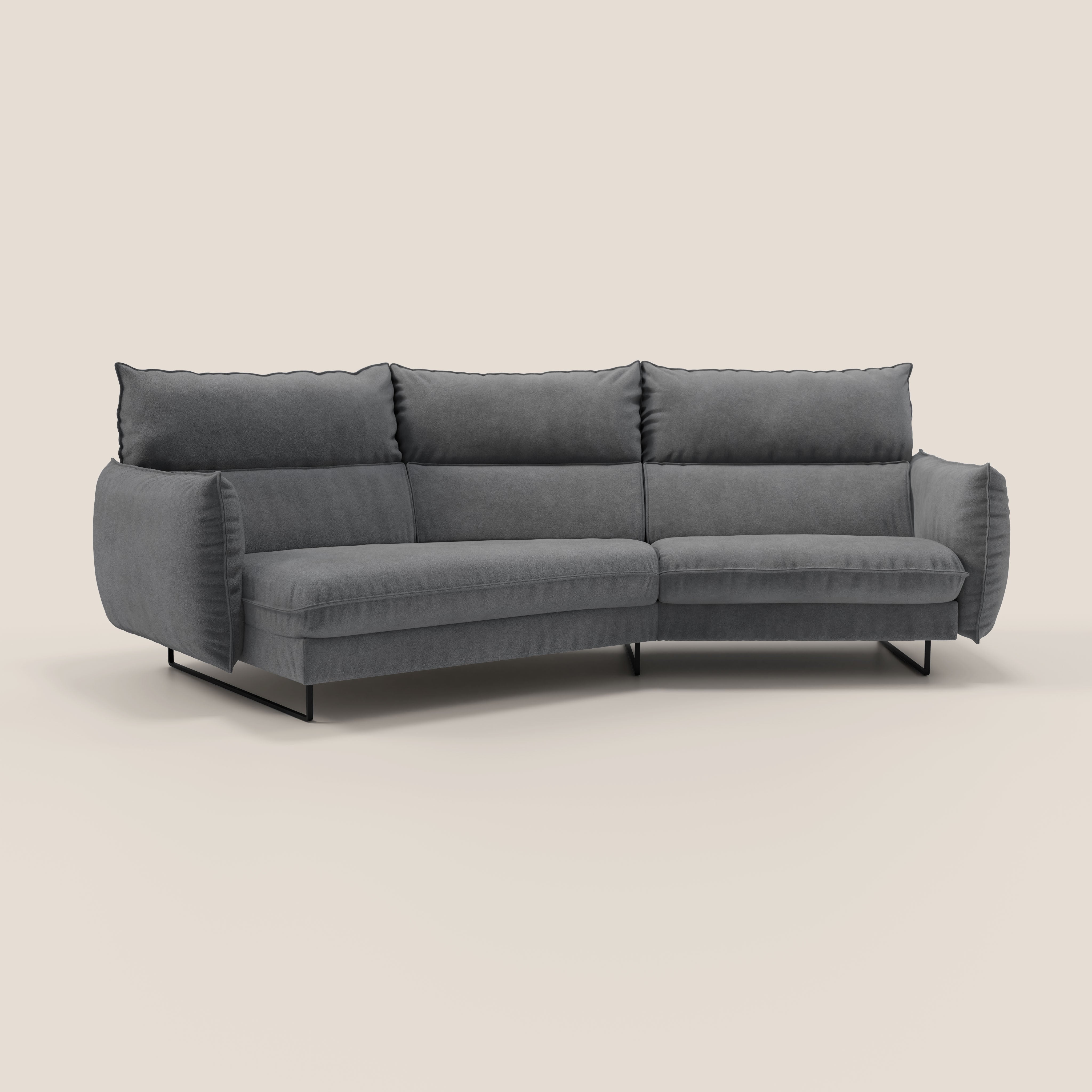 Monamour divano moderno angolare con opzione relax elettrico in microfibra smacchiabile impermeabile T11 grigio - divani.store