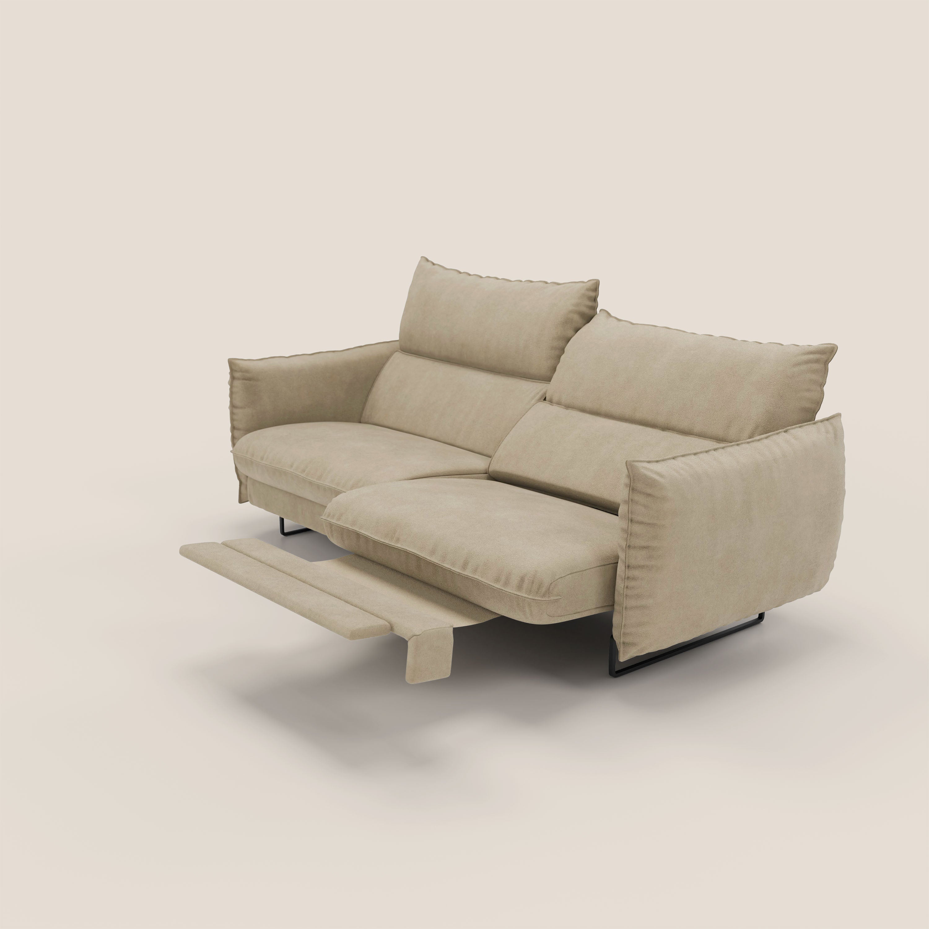 Monamour Divano dal design moderno con opzione relax elettrico in microfibra smacchiabile impermeabile T11 beige - divani.store