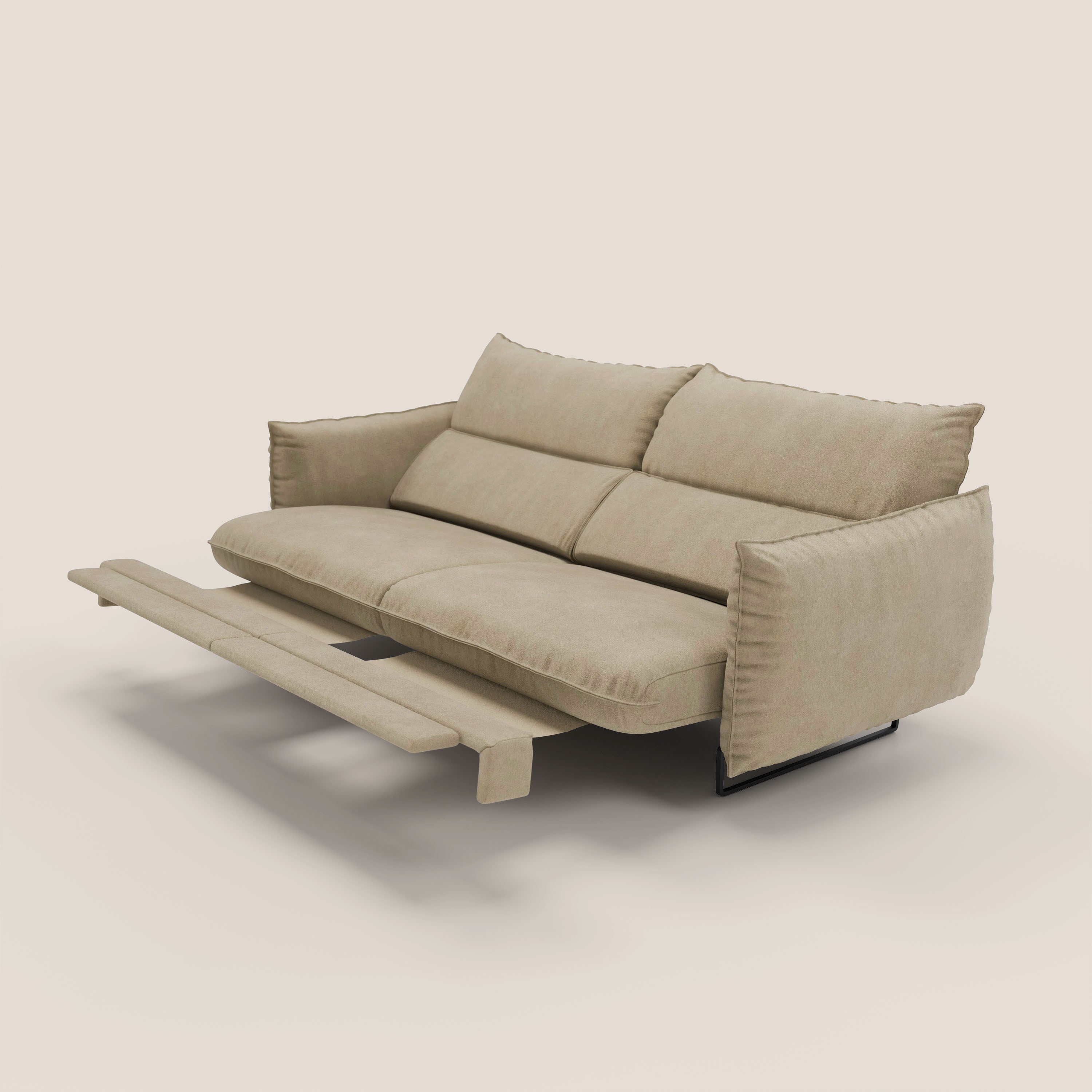 Monamour Divano dal design moderno con opzione relax elettrico in microfibra smacchiabile impermeabile T11 beige - divani.store