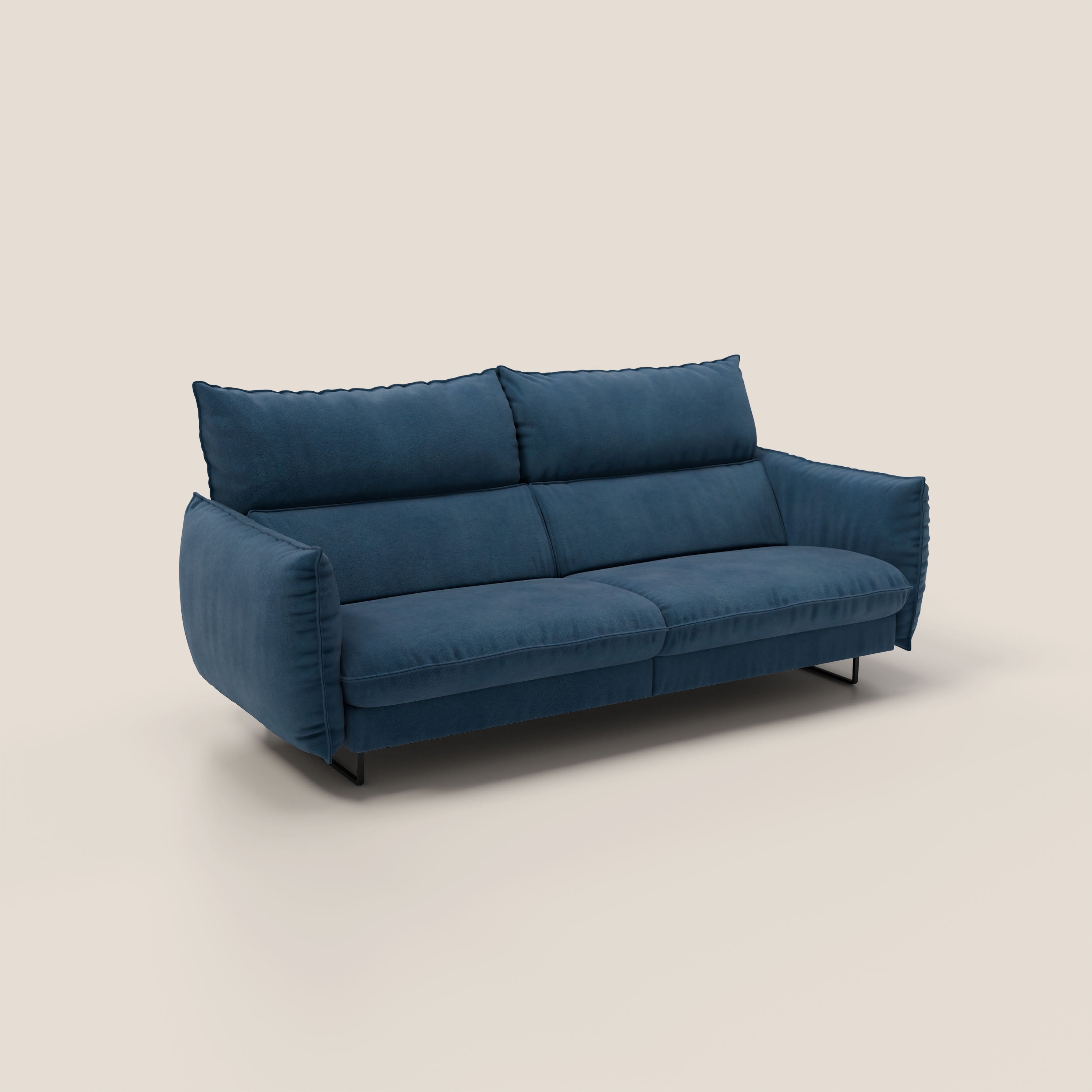 Monamour Divano dal design moderno con opzione relax elettrico in microfibra smacchiabile impermeabile T11 blu - divani.store