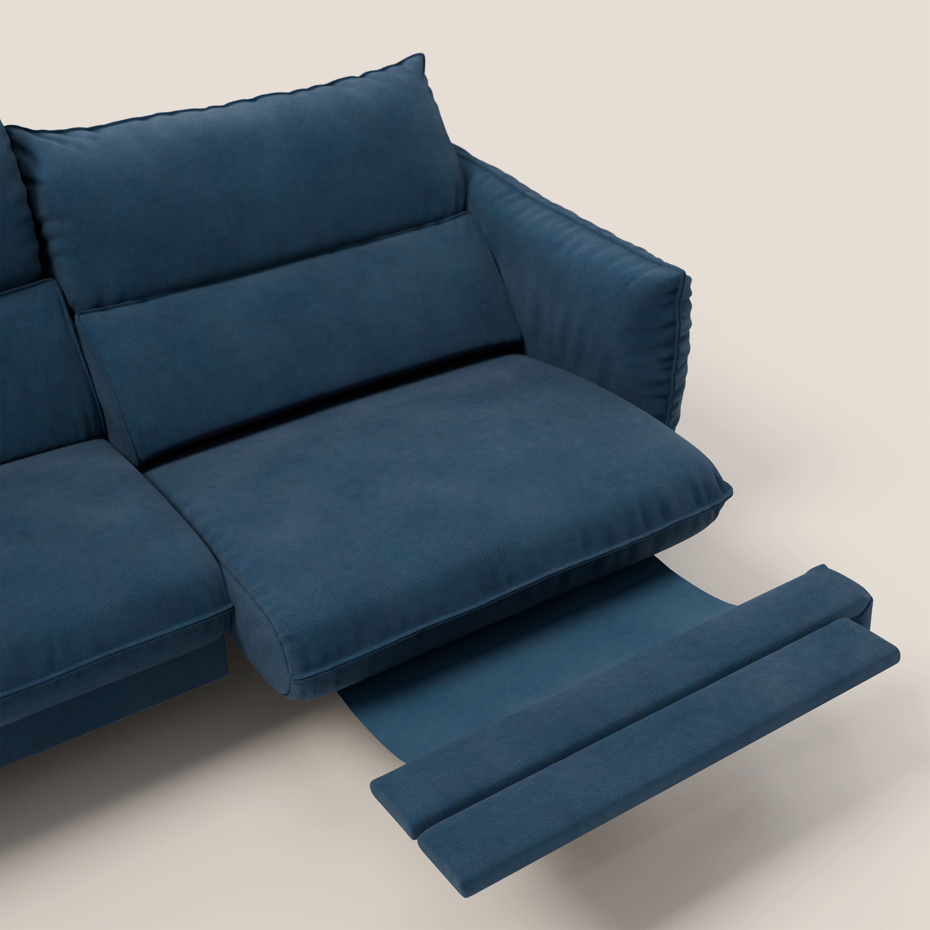 Monamour Divano dal design moderno con opzione relax elettrico in microfibra smacchiabile impermeabile T11 blu - divani.store