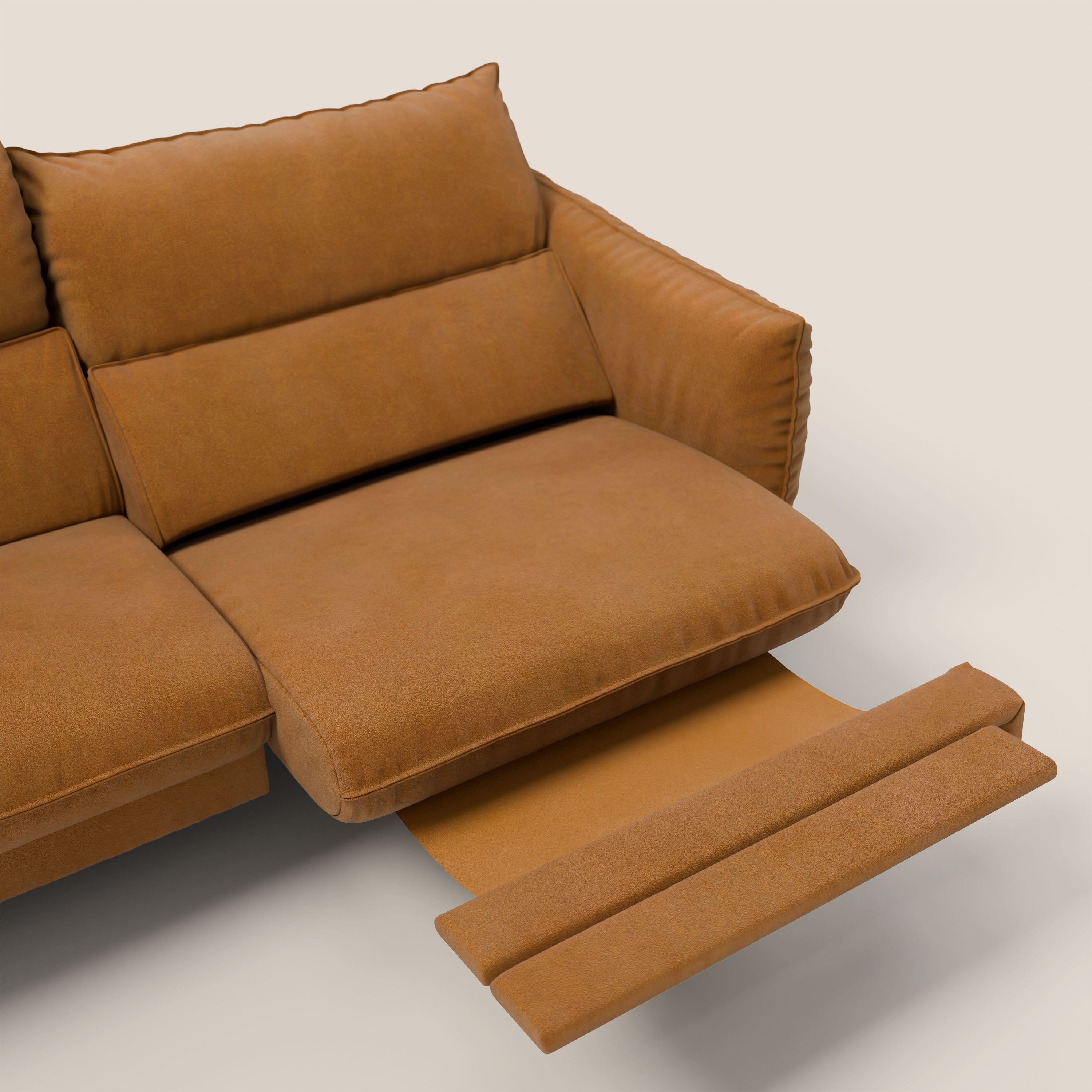 Monamour Divano dal design moderno con opzione relax elettrico in microfibra smacchiabile impermeabile T11 cuoio - divani.store