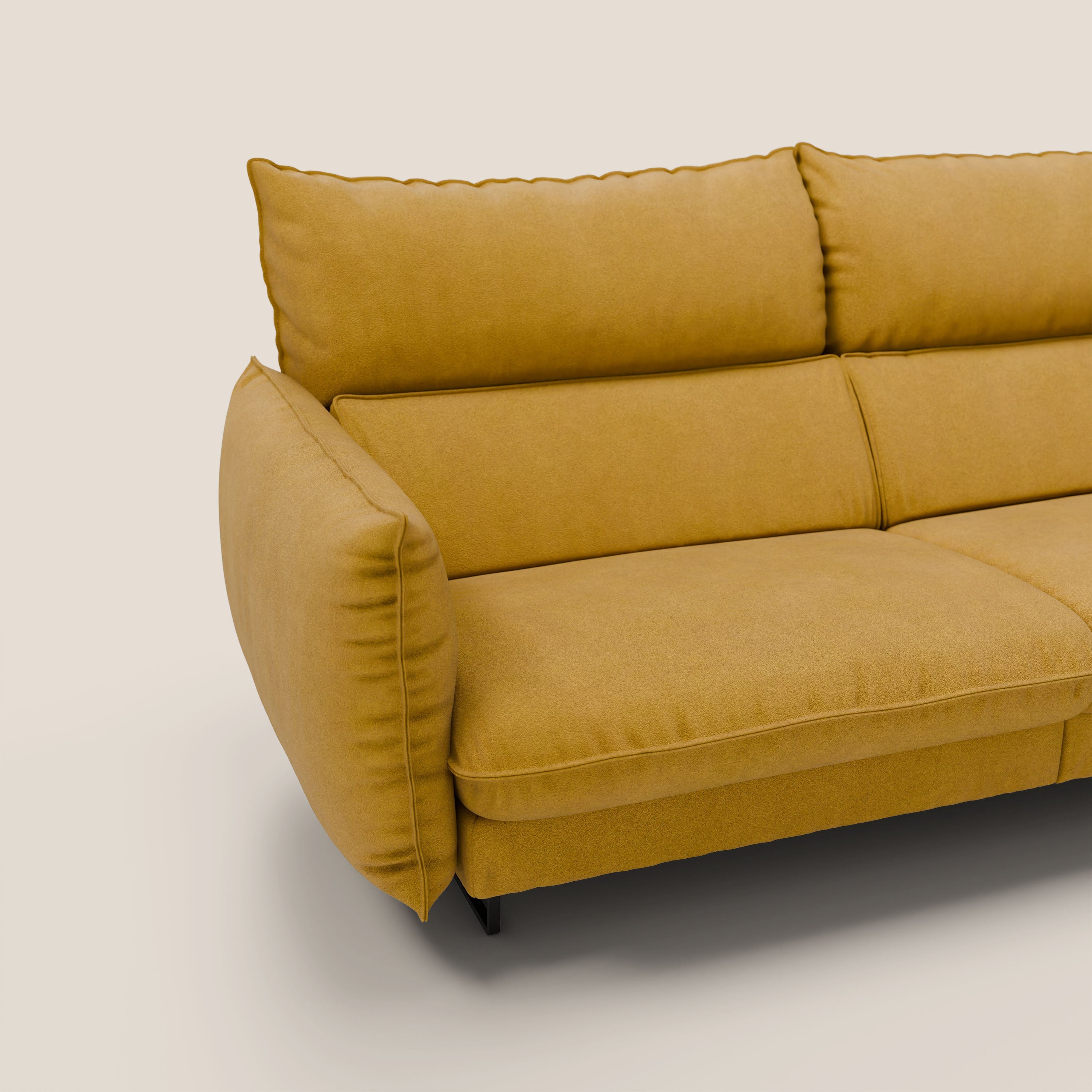 Monamour Divano dal design moderno con opzione relax elettrico in microfibra smacchiabile impermeabile T11 giallo - divani.store