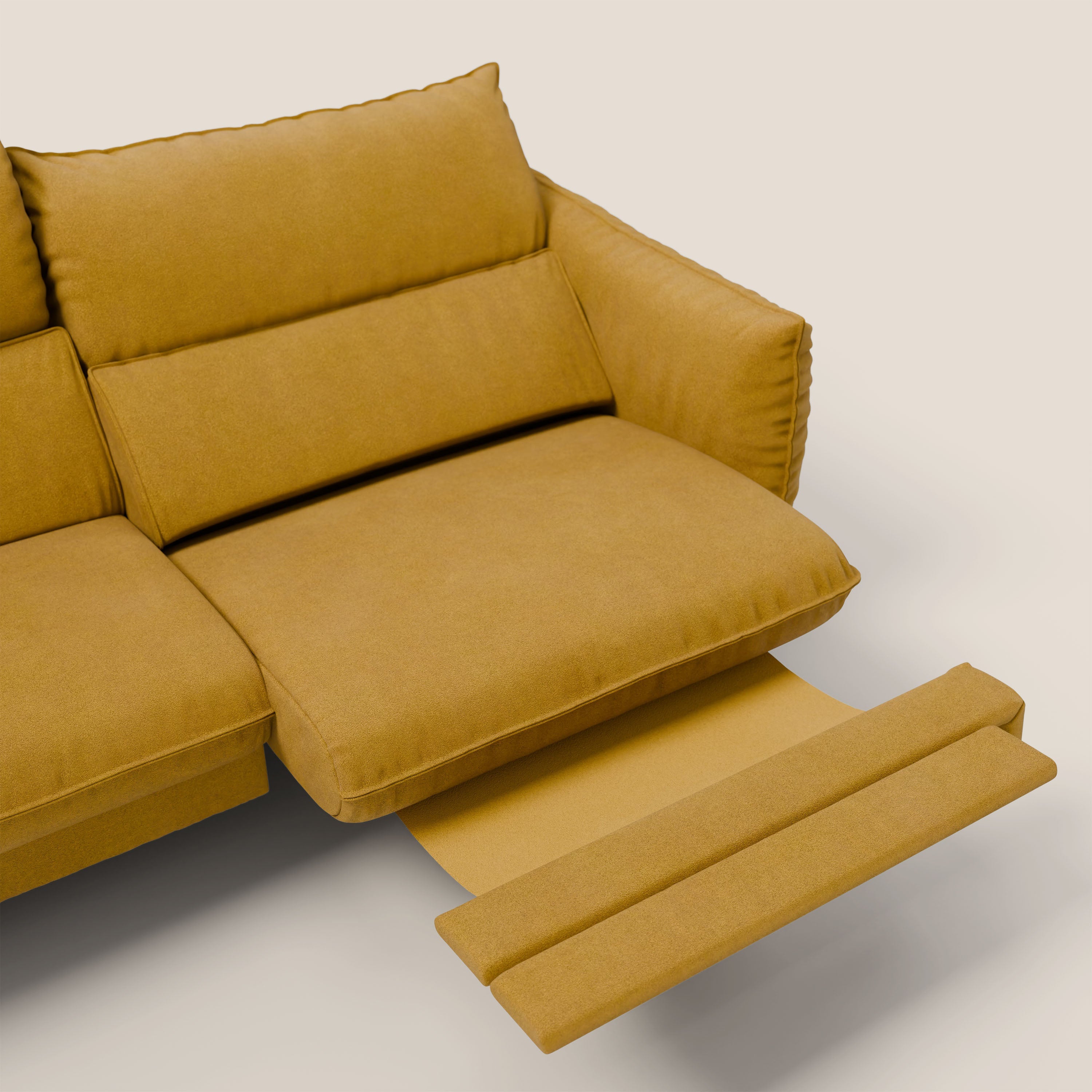 Monamour Divano dal design moderno con opzione relax elettrico in microfibra smacchiabile impermeabile T11 giallo - divani.store