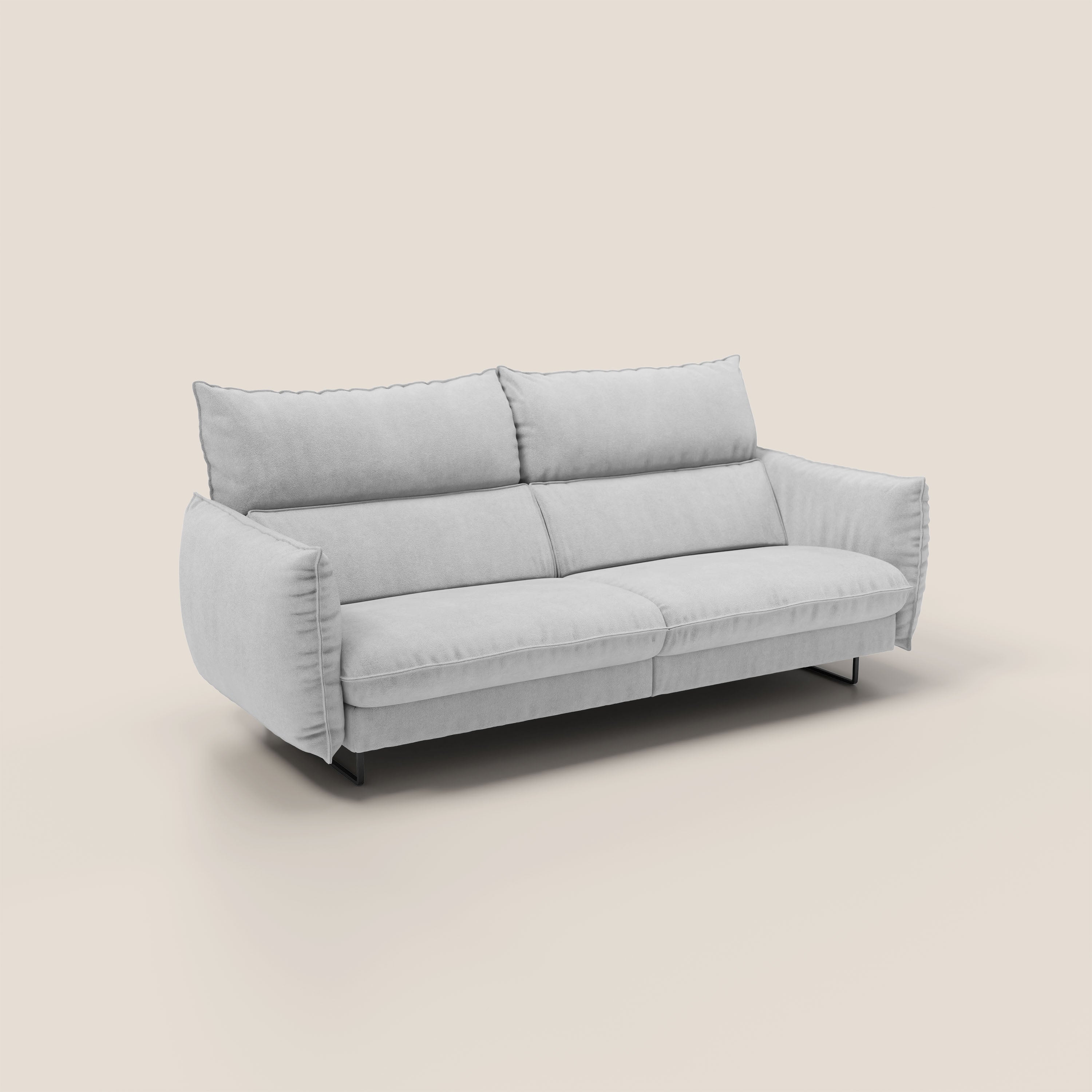 Monamour Divano dal design moderno con opzione relax elettrico in microfibra smacchiabile impermeabile T11 grigio chiaro - divani.store