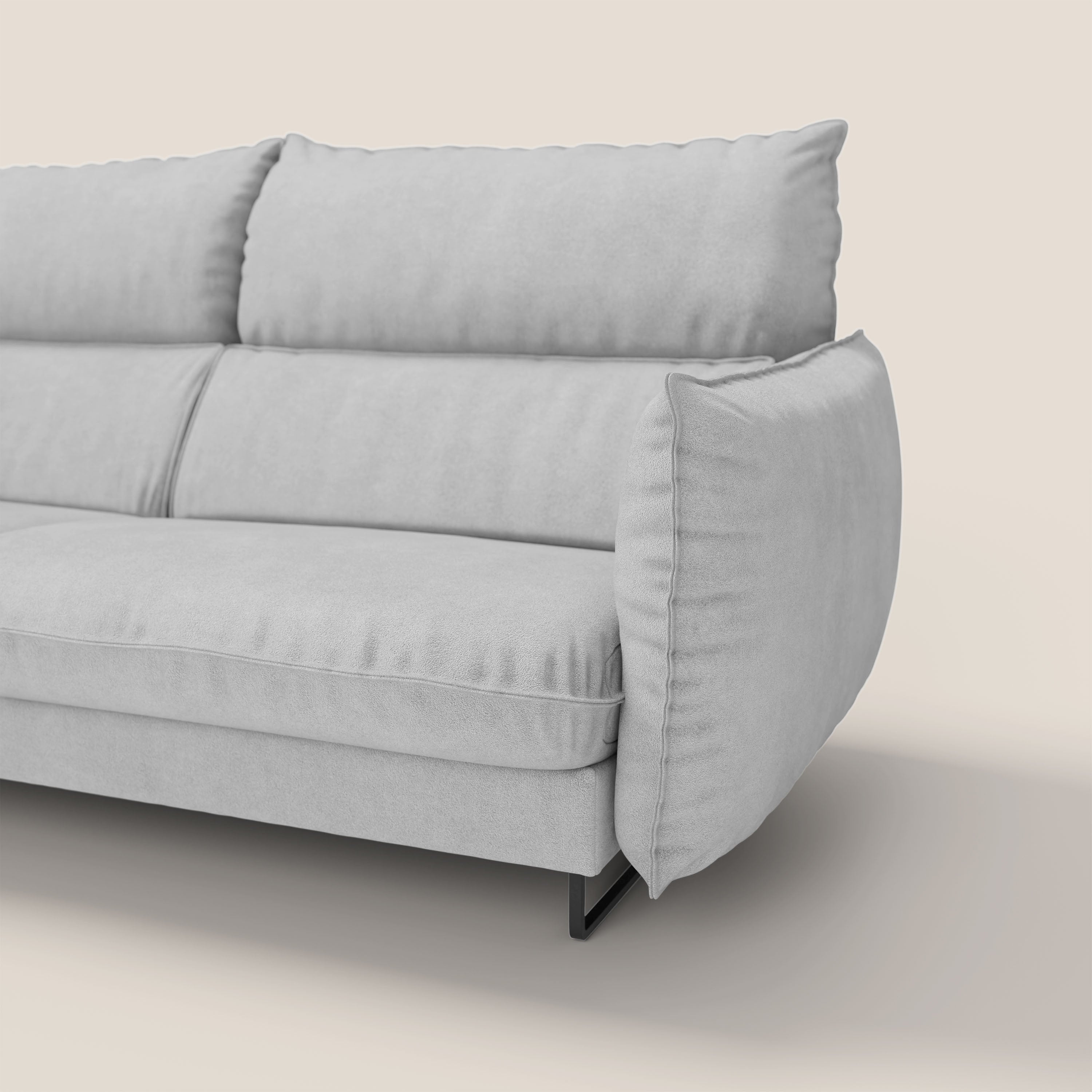 Monamour Divano dal design moderno con opzione relax elettrico in microfibra smacchiabile impermeabile T11 grigio chiaro - divani.store