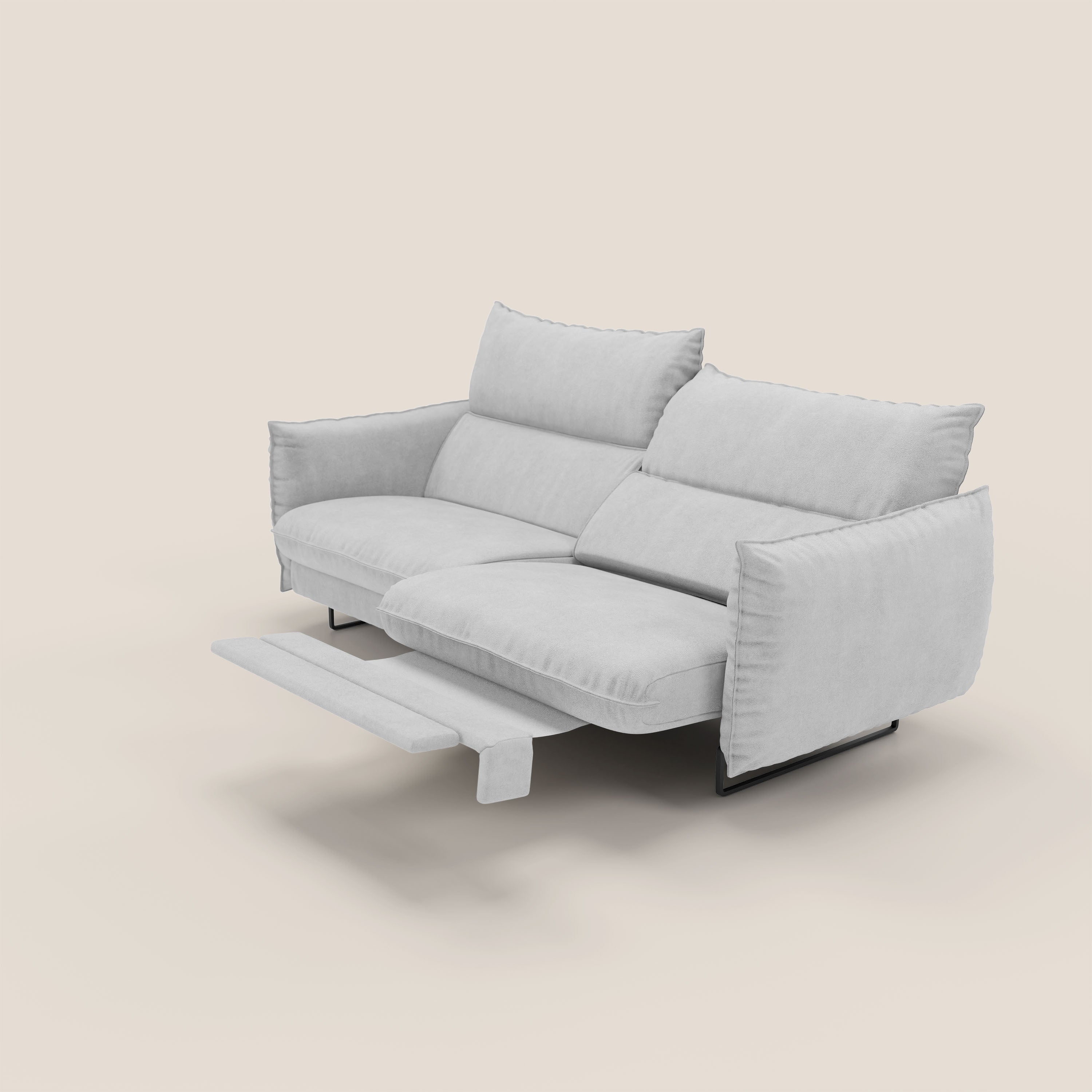 Monamour Divano dal design moderno con opzione relax elettrico in microfibra smacchiabile impermeabile T11 grigio chiaro - divani.store