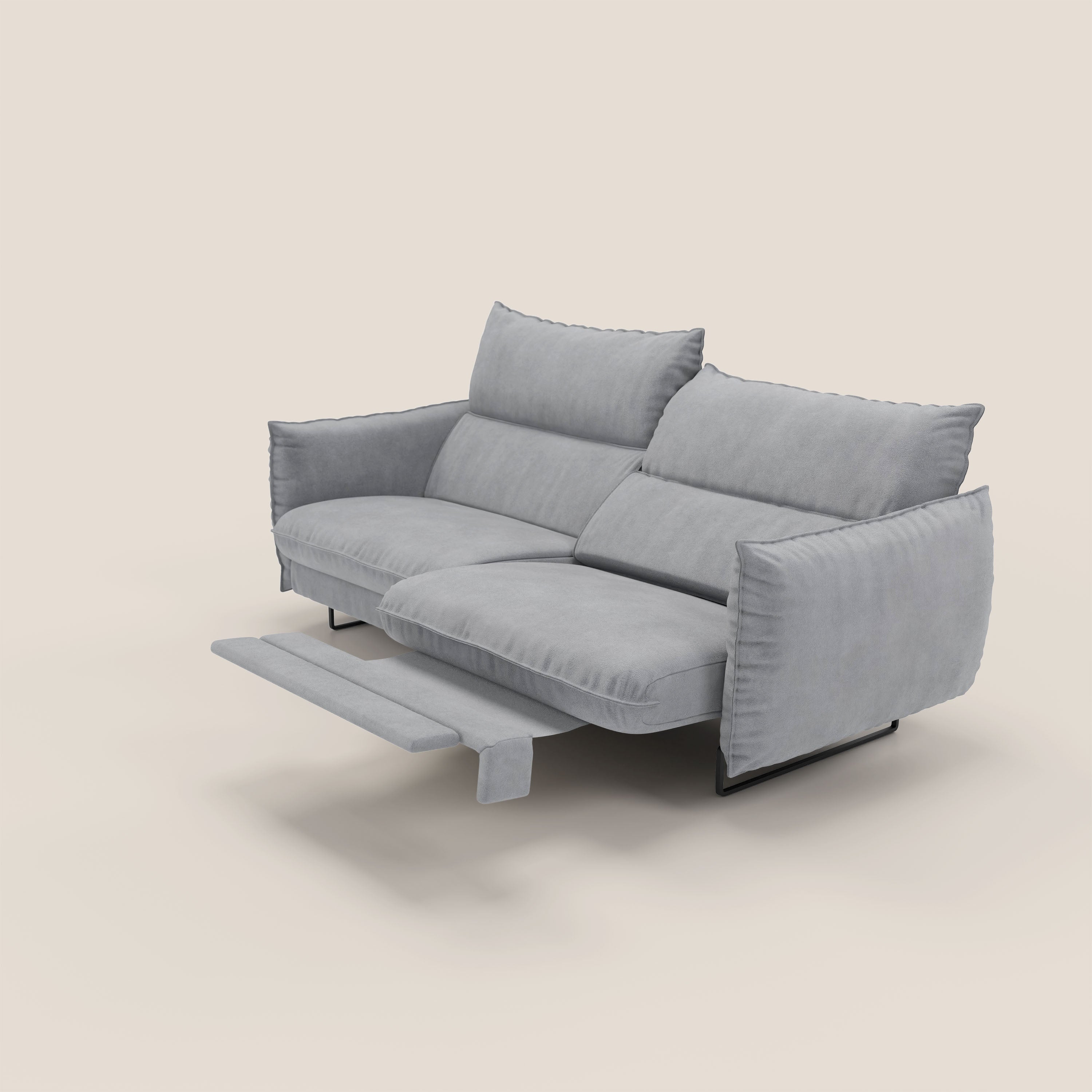 Monamour Divano dal design moderno con opzione relax elettrico in microfibra smacchiabile impermeabile T11 grigio - divani.store