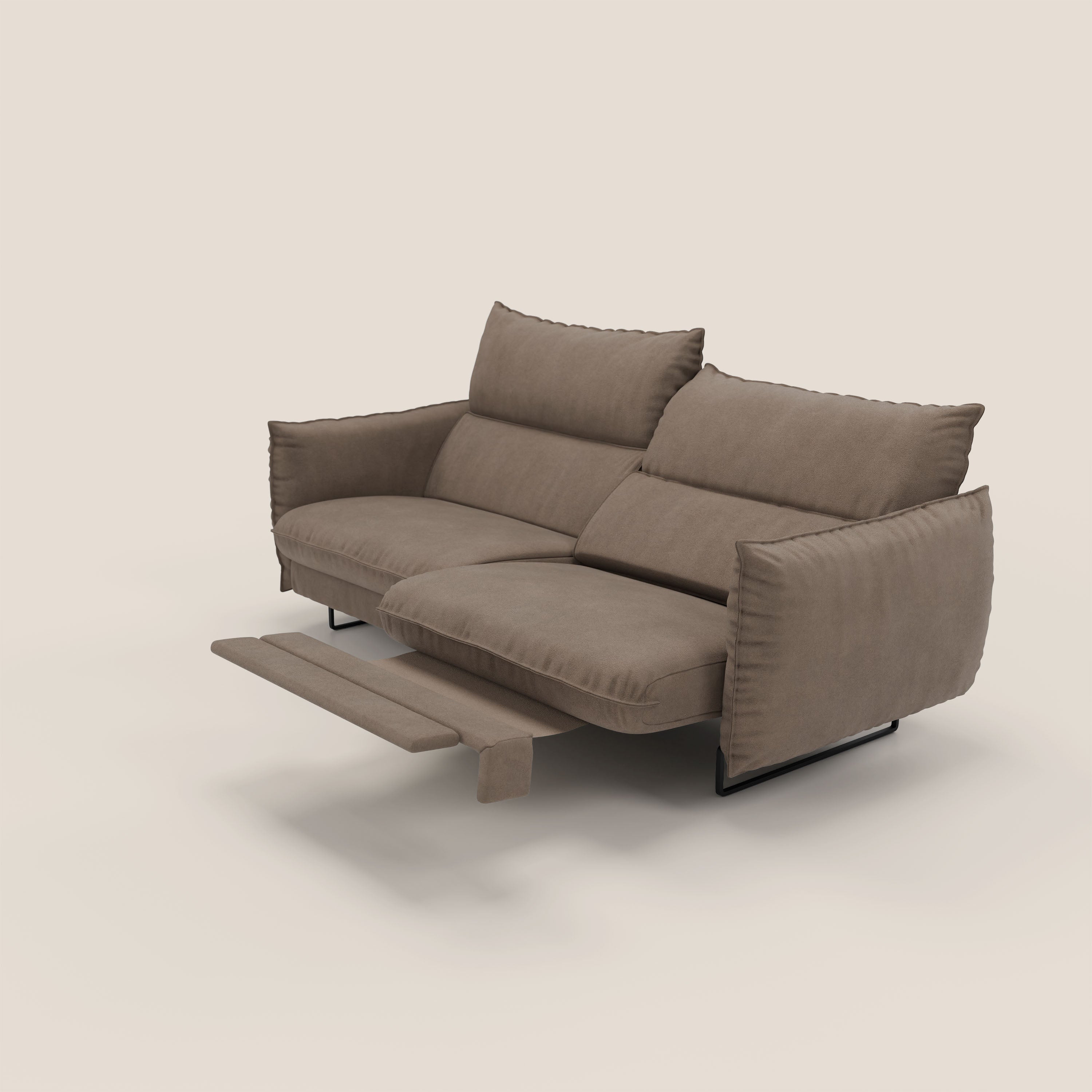 Monamour Divano dal design moderno con opzione relax elettrico in microfibra smacchiabile impermeabile T11 marrone - divani.store