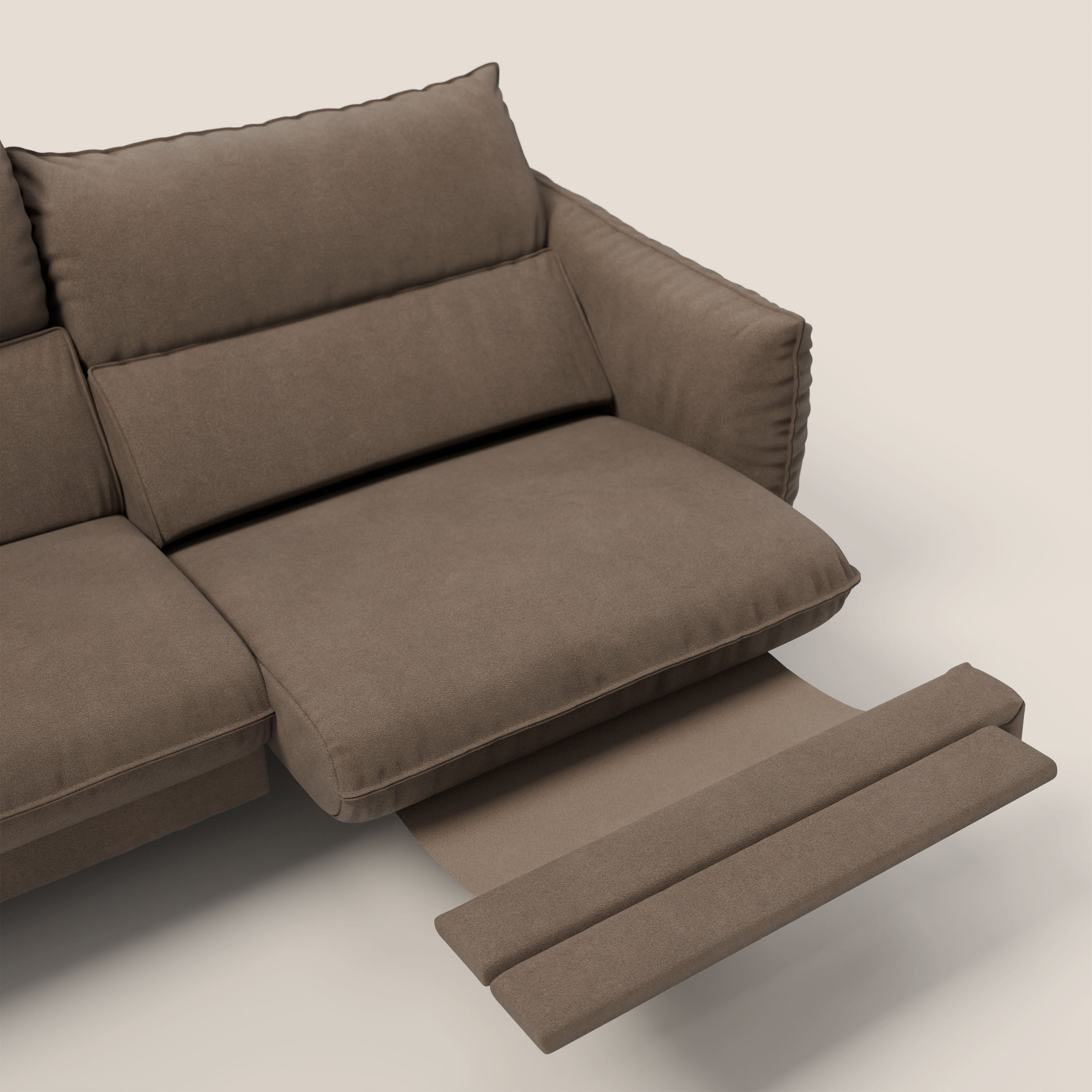 Monamour Divano dal design moderno con opzione relax elettrico in microfibra smacchiabile impermeabile T11 marrone - divani.store