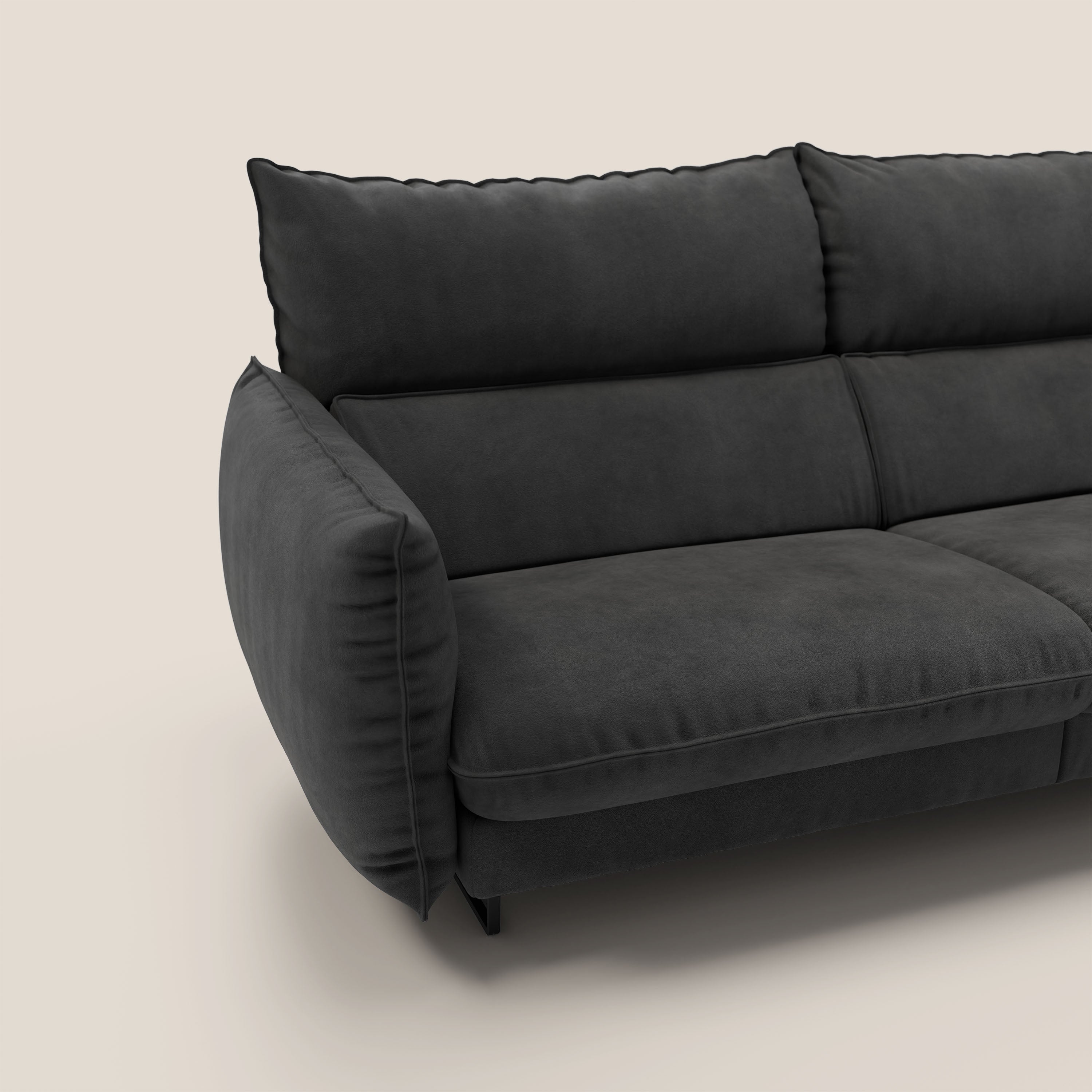 Monamour Divano dal design moderno con opzione relax elettrico in microfibra smacchiabile impermeabile T11 nero - divani.store