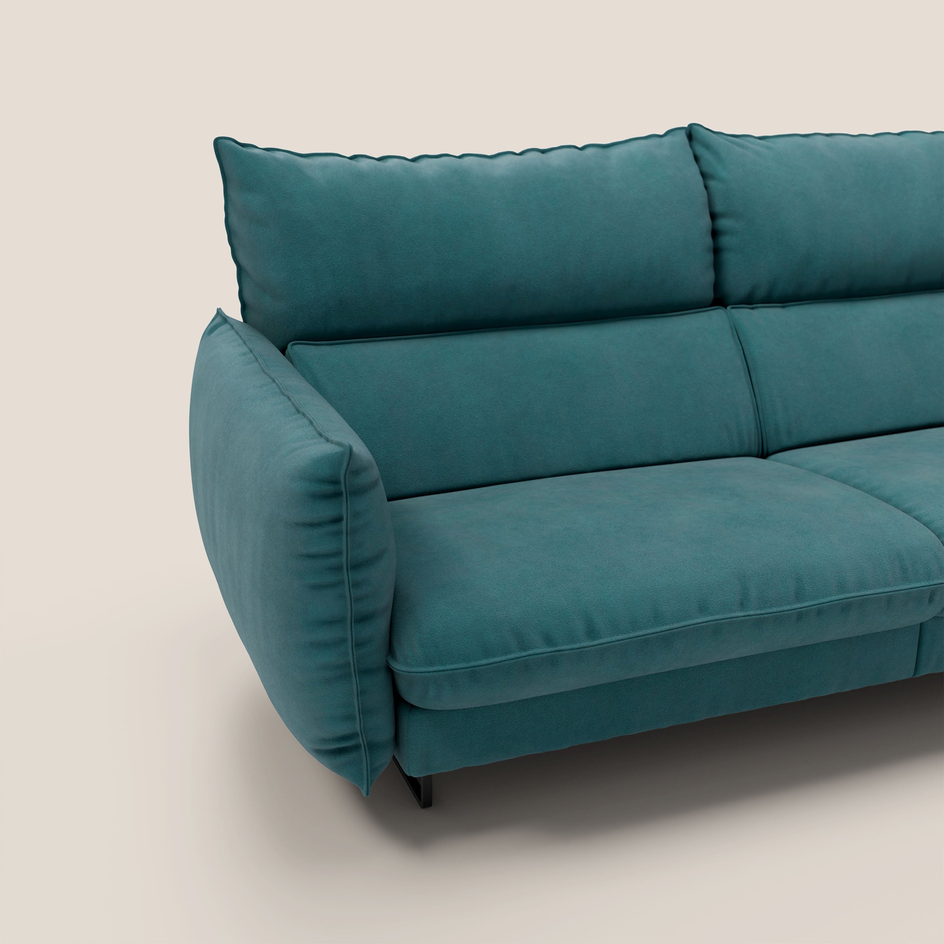 Monamour Divano dal design moderno con opzione relax elettrico in microfibra smacchiabile impermeabile T11 petrolio - divani.store